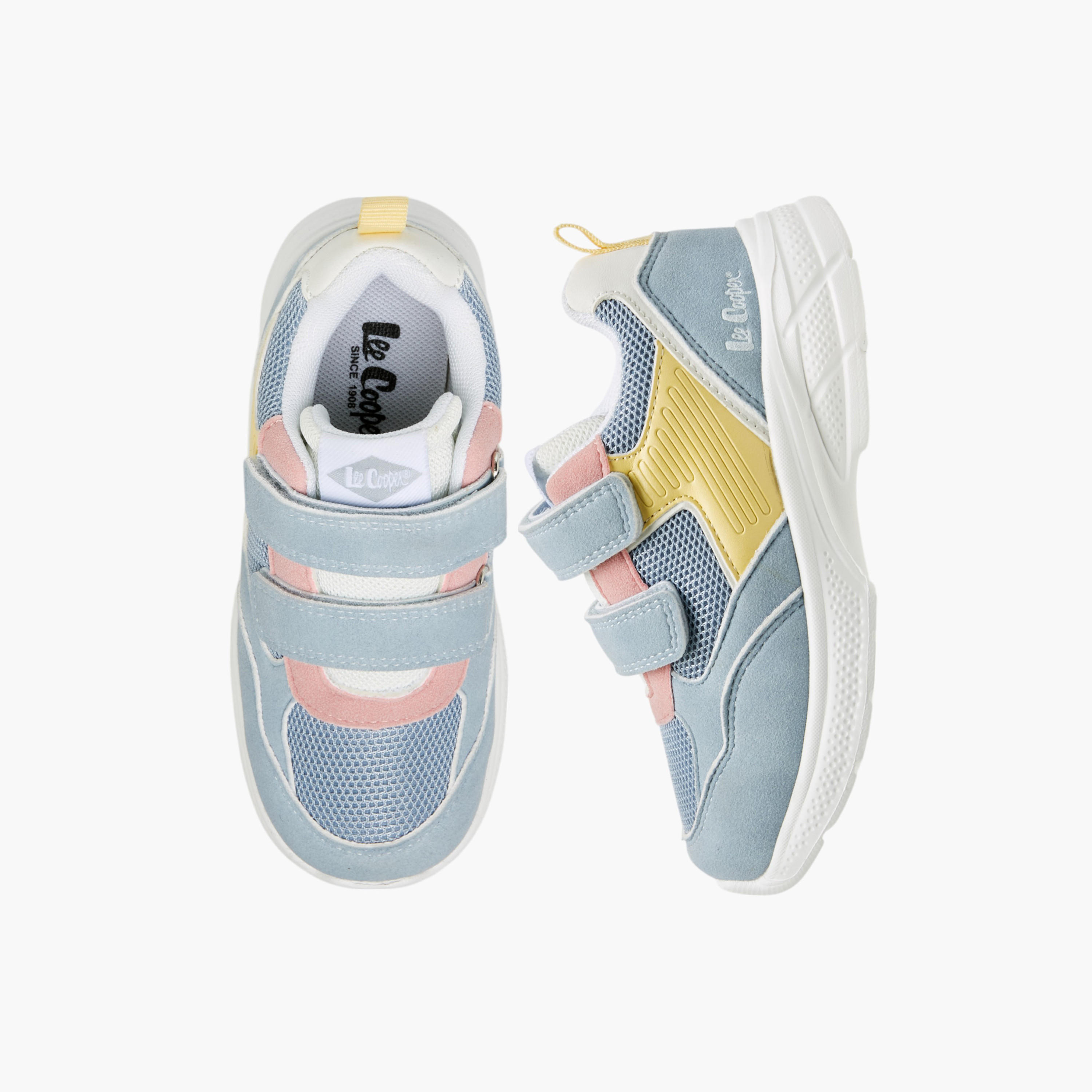 Lee Cooper Girls' Panelled Sneakers with Hook and Loop Closure-girls-shoes-sneakers-image-1