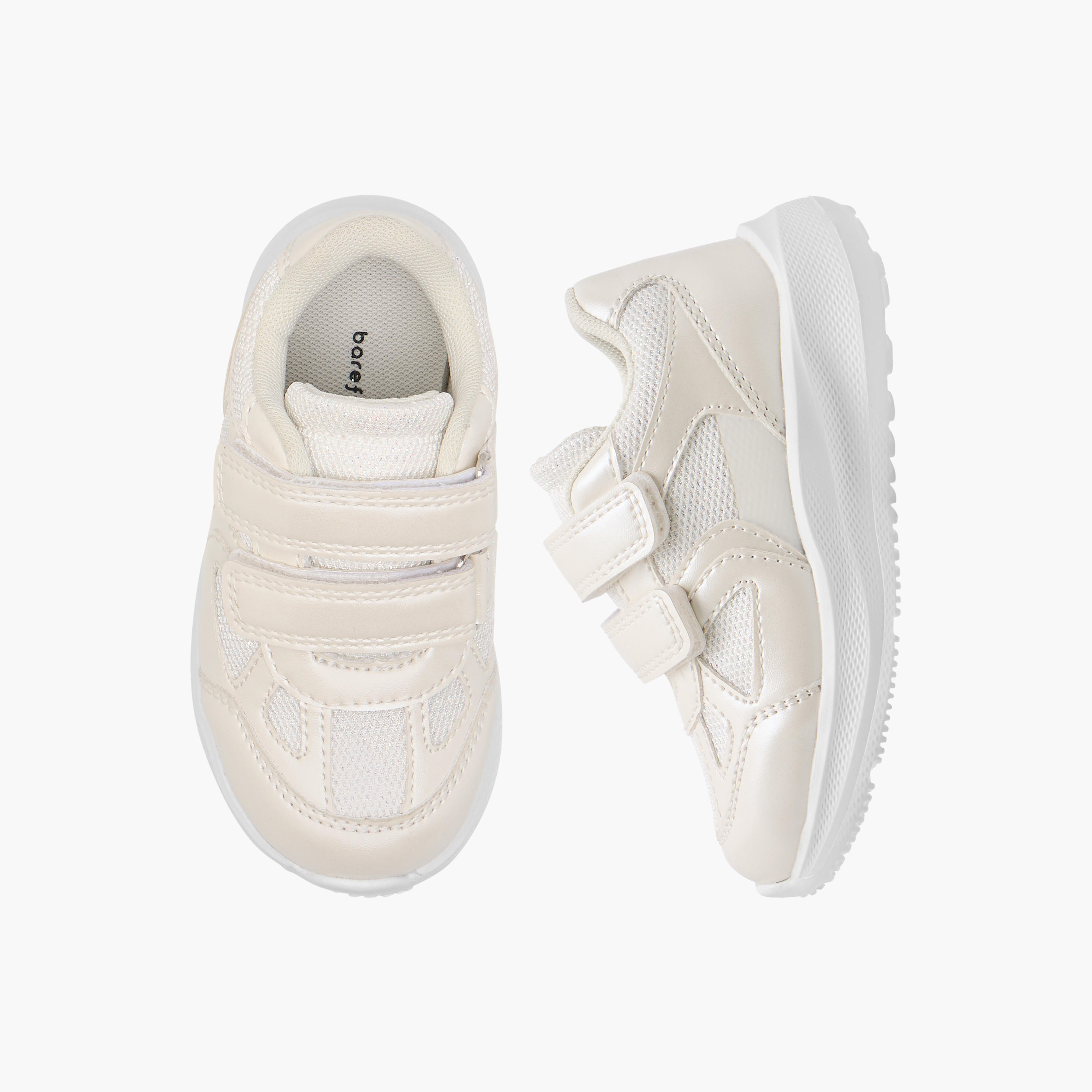 Barefeet Panelled Sneakers with Hook and Loop Closure-baby-girls-shoes-closedshoes-image-1