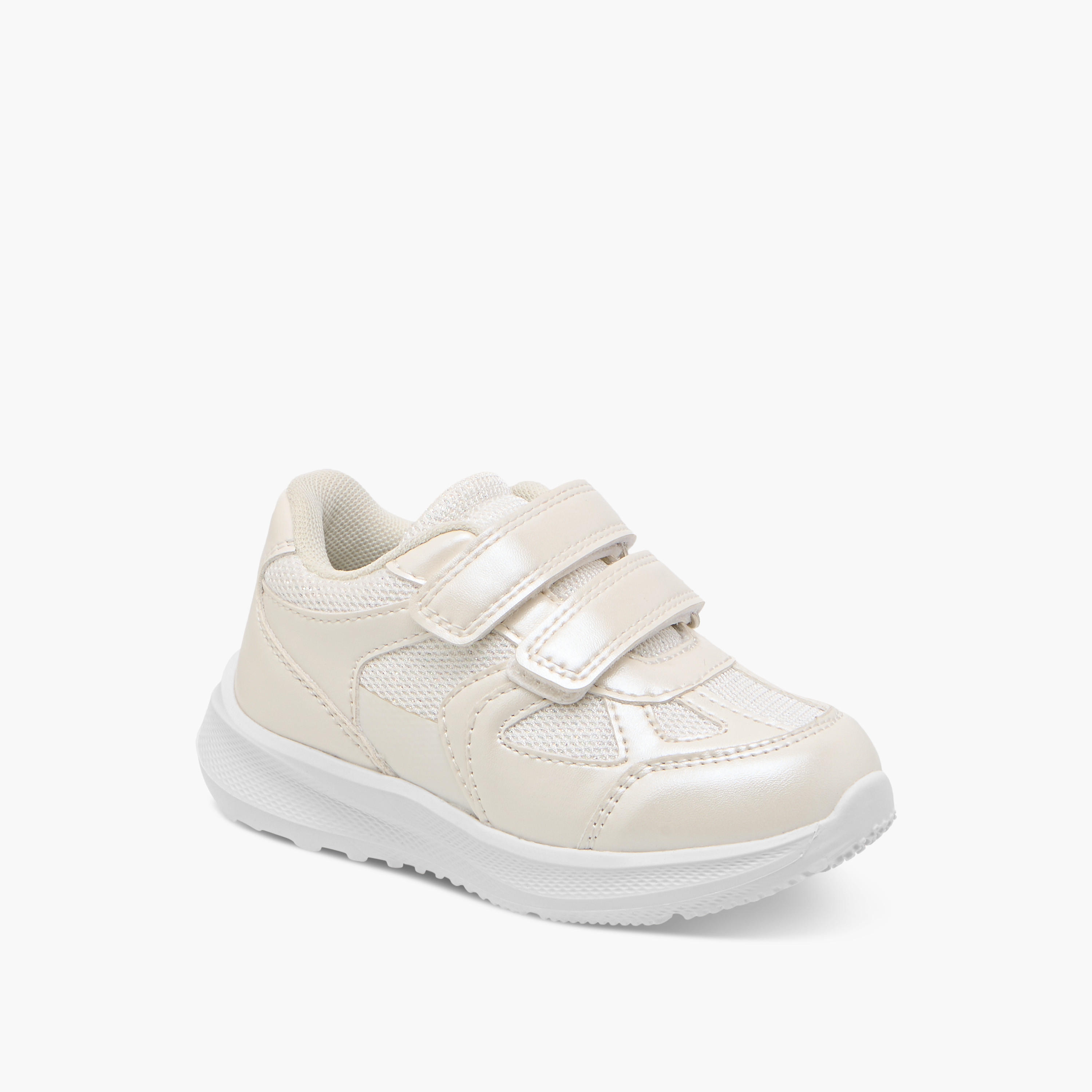 Barefeet Panelled Sneakers with Hook and Loop Closure-baby-girls-shoes-closedshoes-image-2