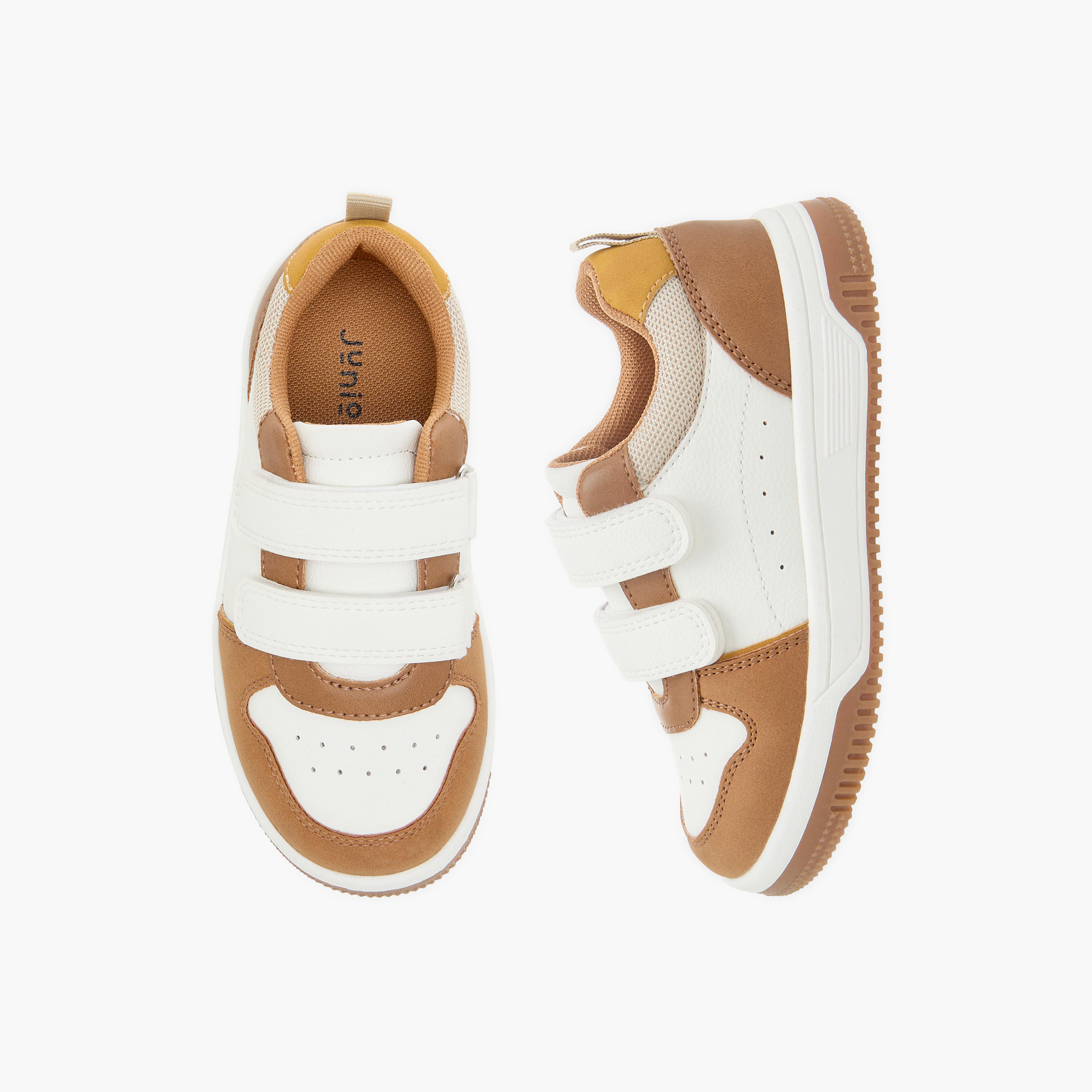 Juniors Colourblock Sneakers with Hook and Loop Closure-boys-shoes-sneakers-image-1