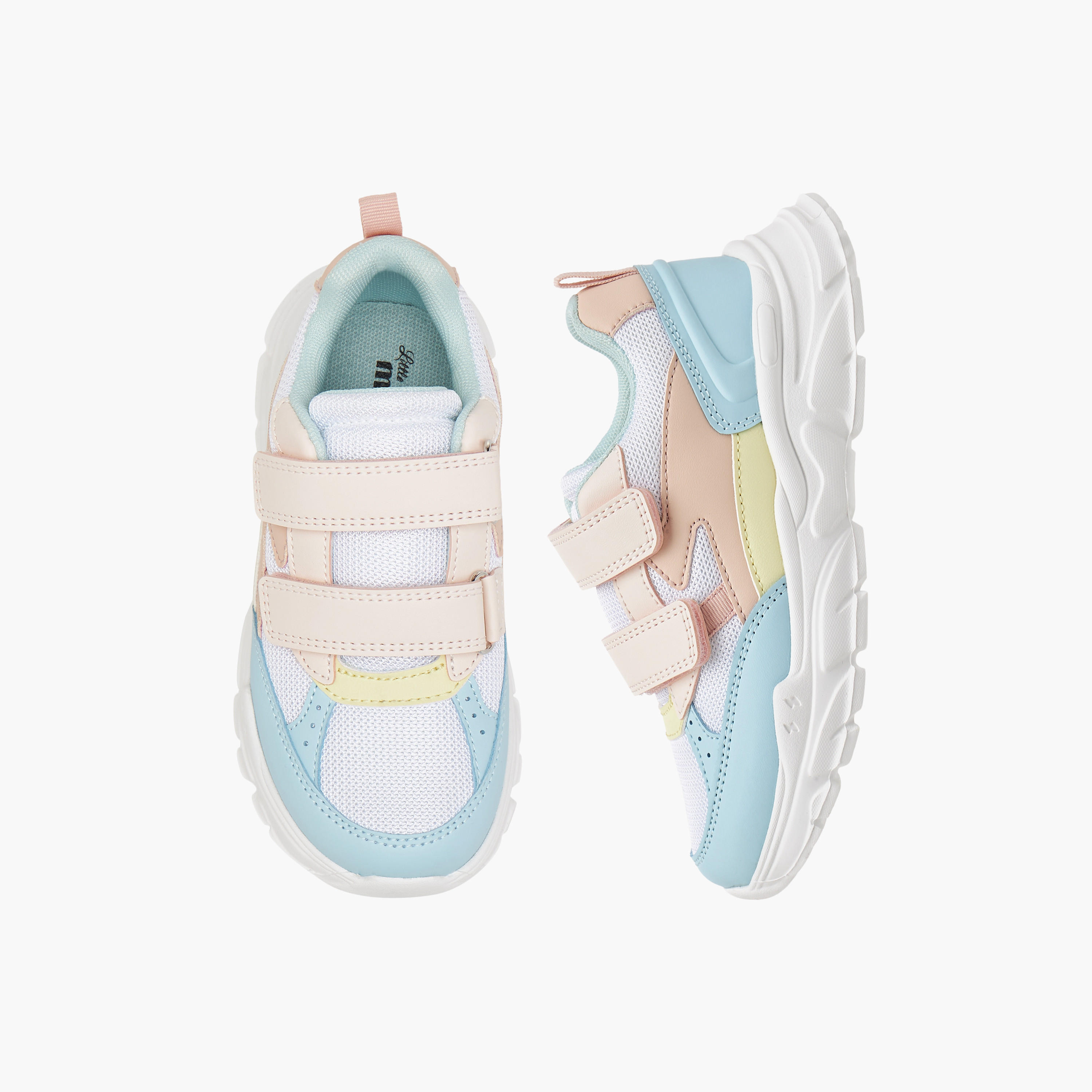 Little Missy Panelled Sneakers with Hook and Loop Closure-girls-shoes-sneakers-image-1