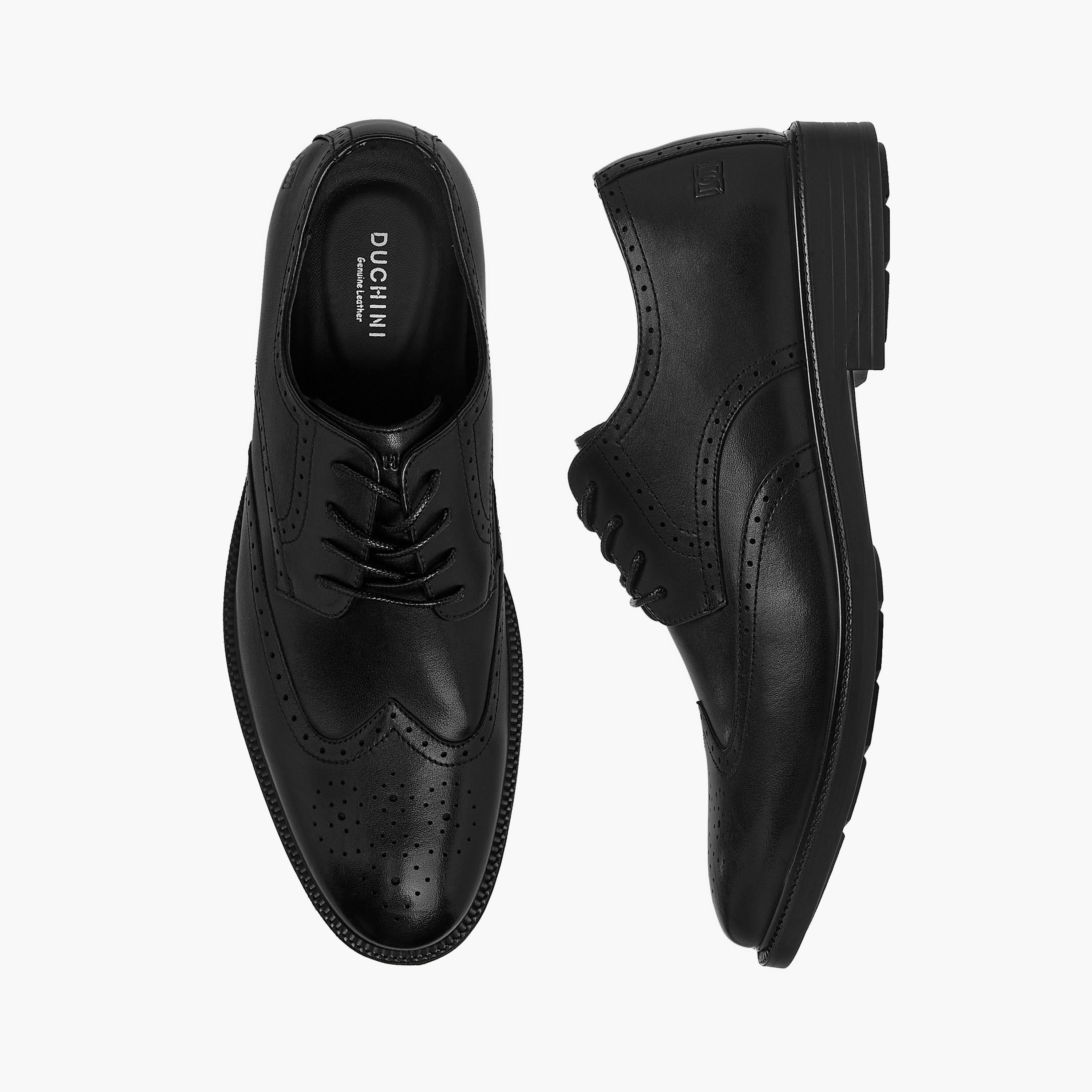 Duchini Men Panelled Lace-Up Leather Derby Shoes-men-shoes-formalshoes-image-1