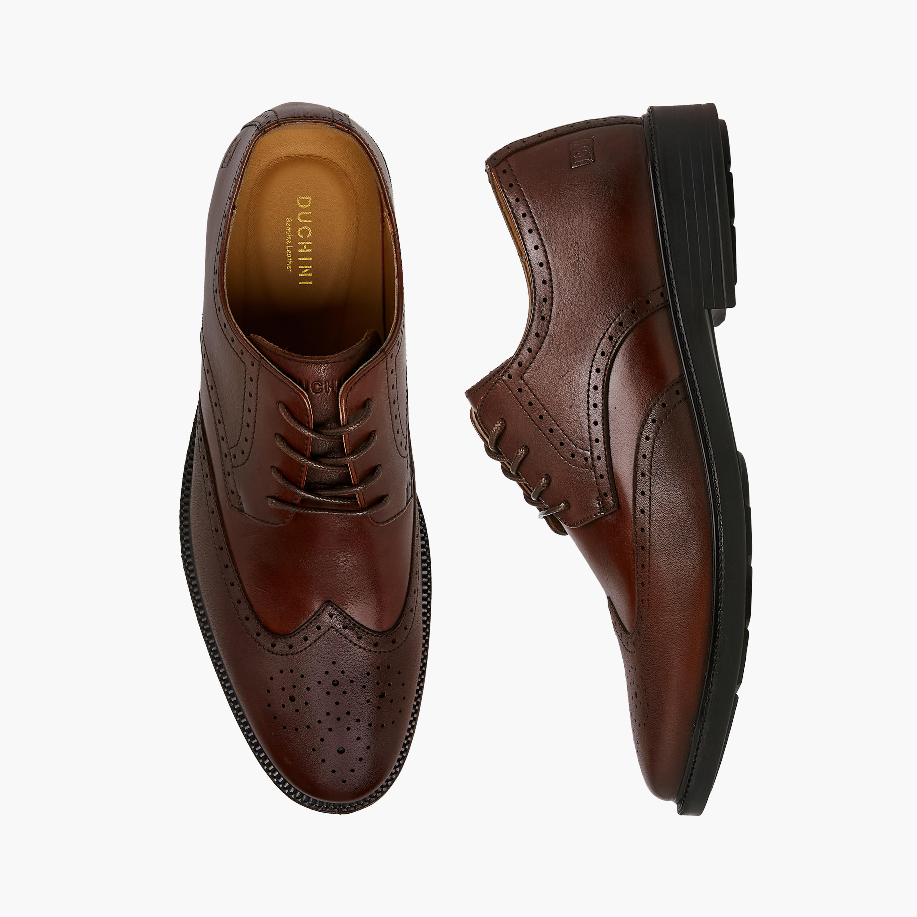 Duchini Men Panelled Lace-Up Leather Derby Shoes-men-shoes-formalshoes-image-1