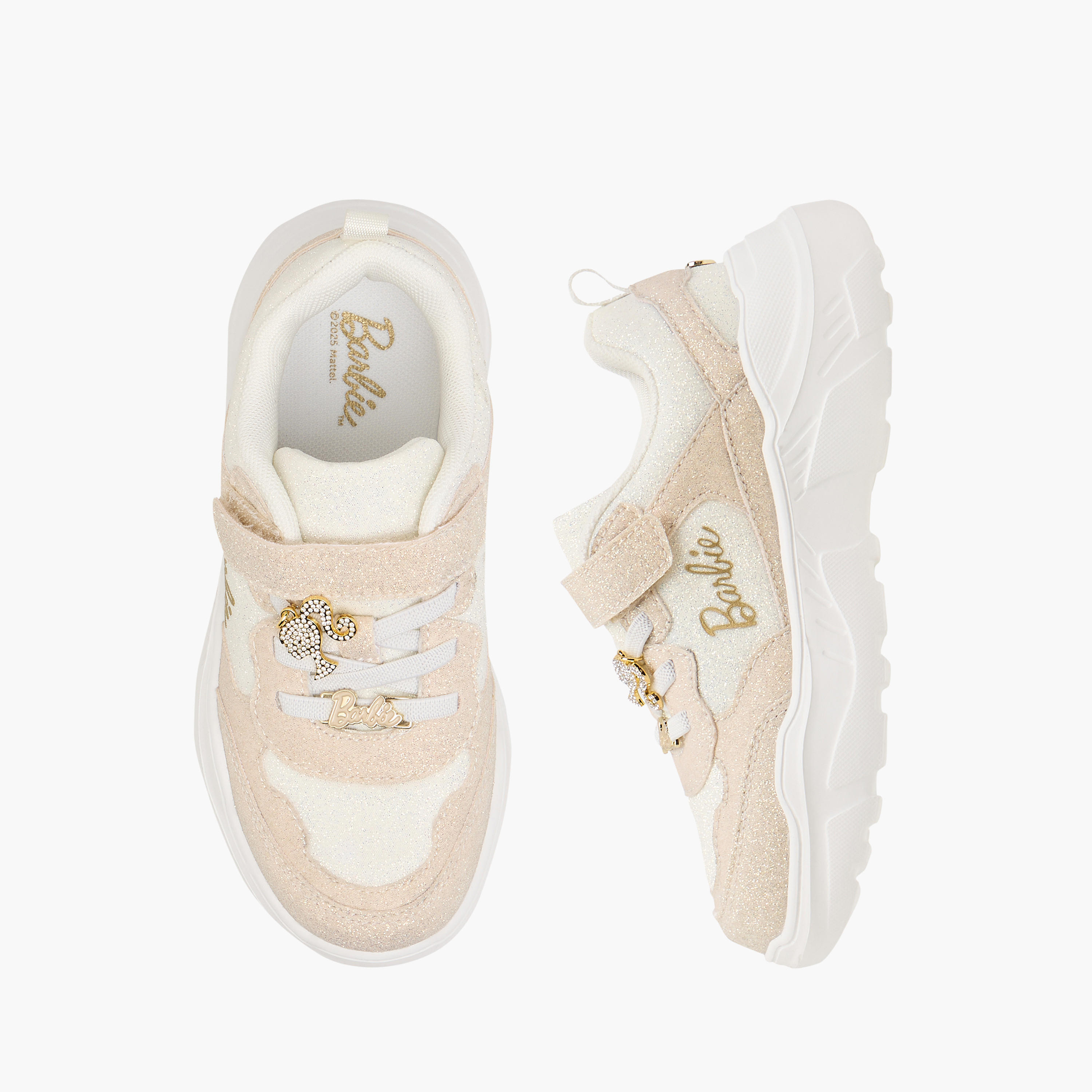 Barbie Panelled Sneakers with Hook and Loop Closure-girls-shoes-sneakers-image-1