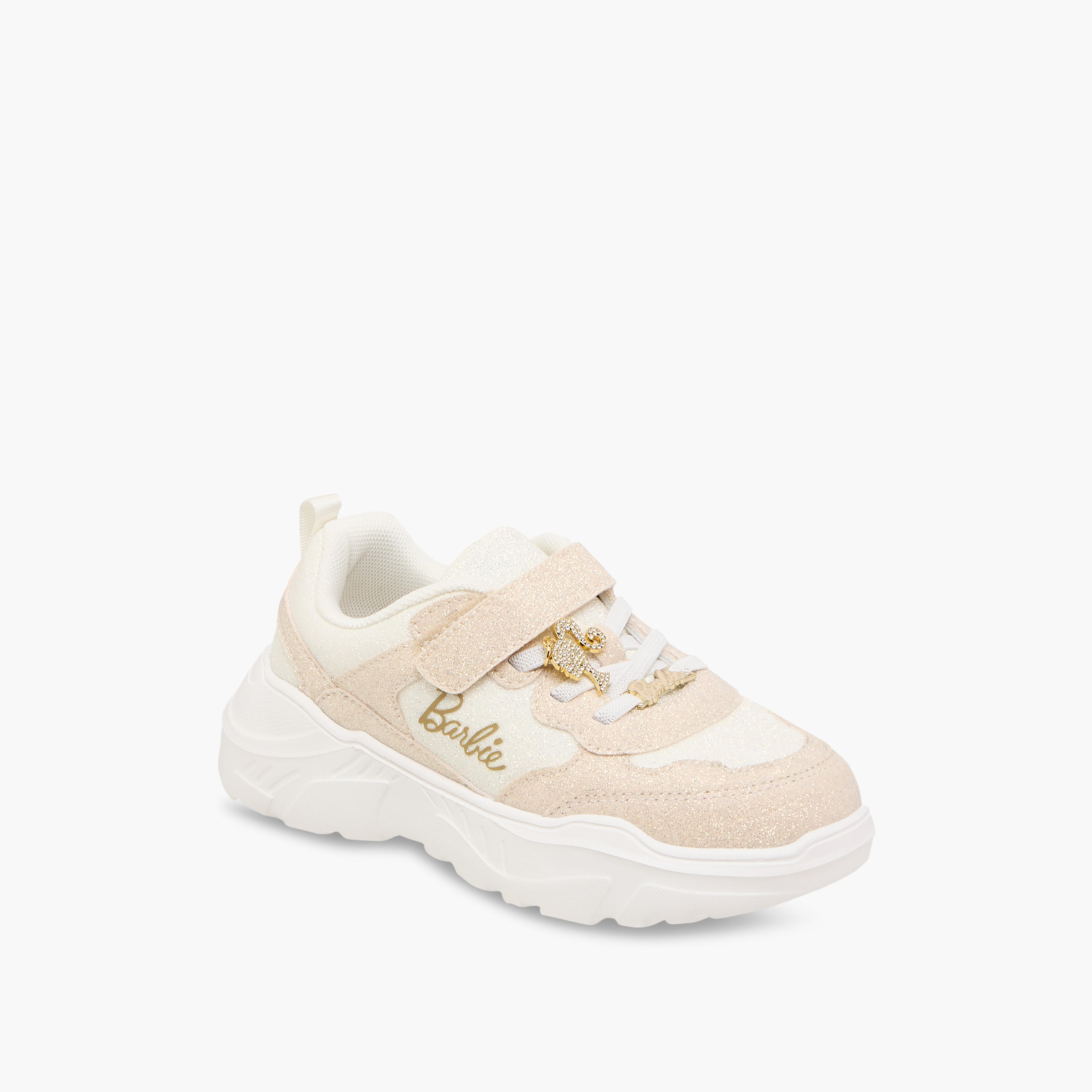 Barbie Panelled Sneakers with Hook and Loop Closure-girls-shoes-sneakers-image-2