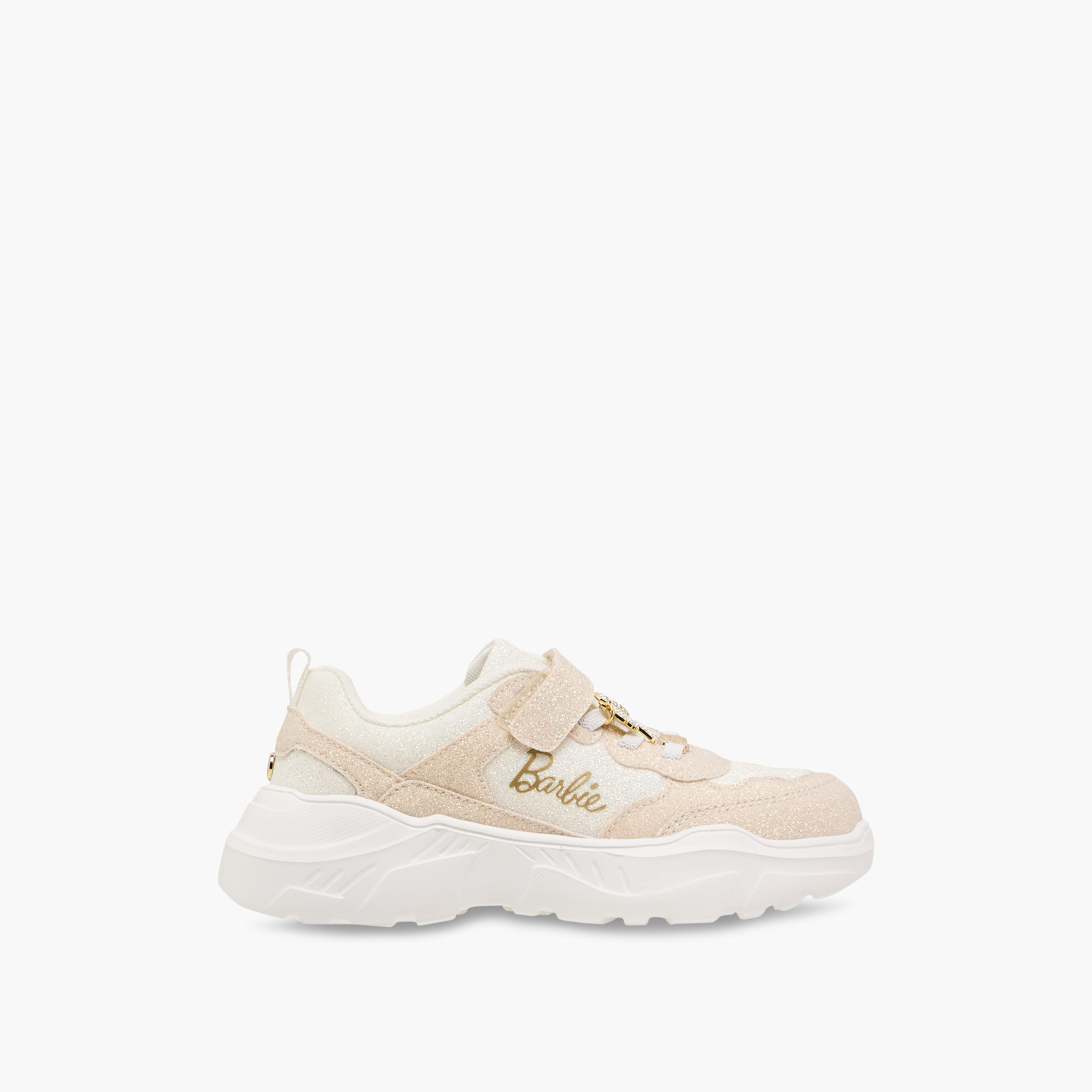 Barbie Panelled Sneakers with Hook and Loop Closure-girls-shoes-sneakers-image-3