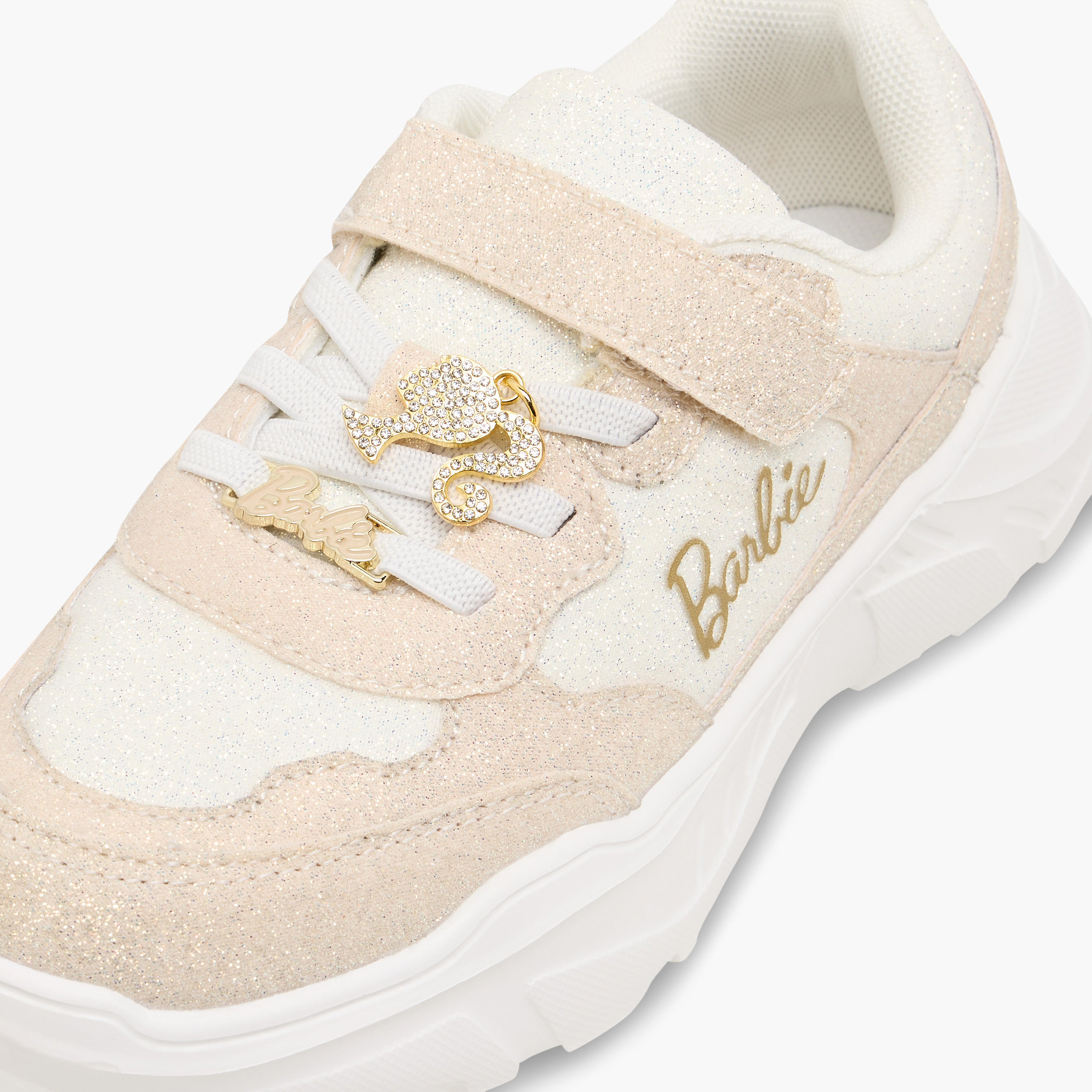 Barbie Panelled Sneakers with Hook and Loop Closure-girls-shoes-sneakers-image-4