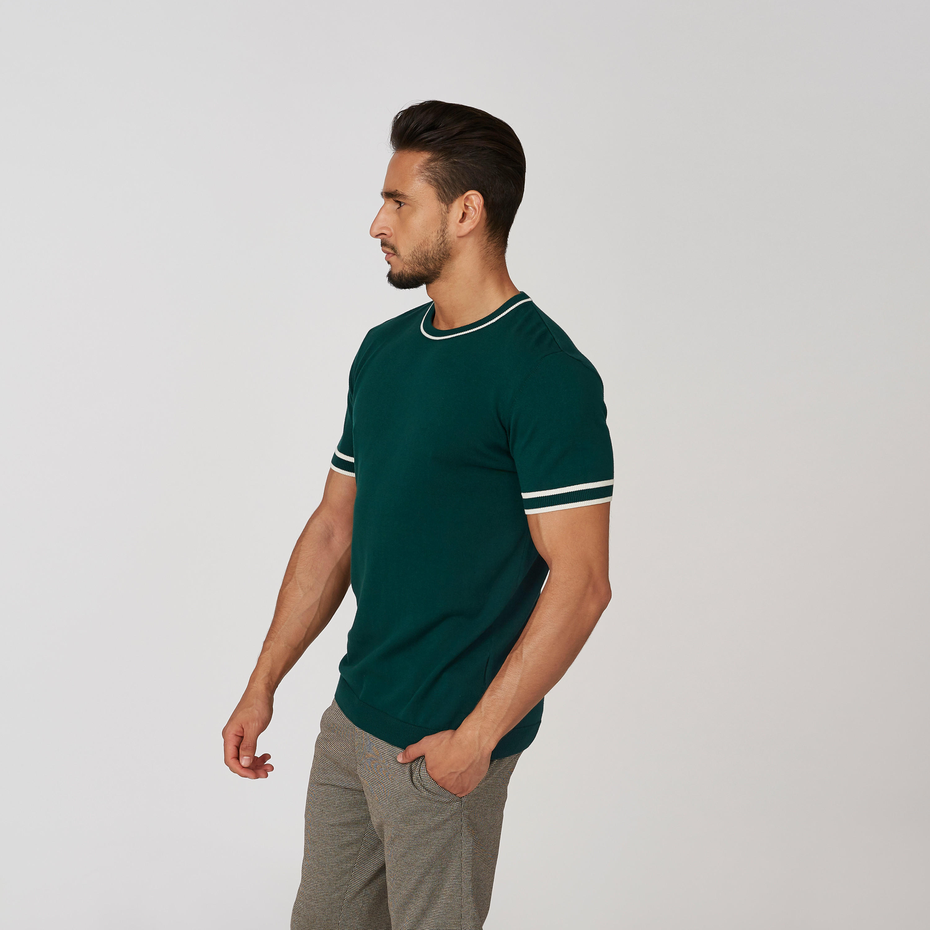 تي شيرت بملمس بارز وياقة مستديرة وأكمام قصيرة من آيكونيك-men-clothing-tshirtsandpolos-tshirts-image-2