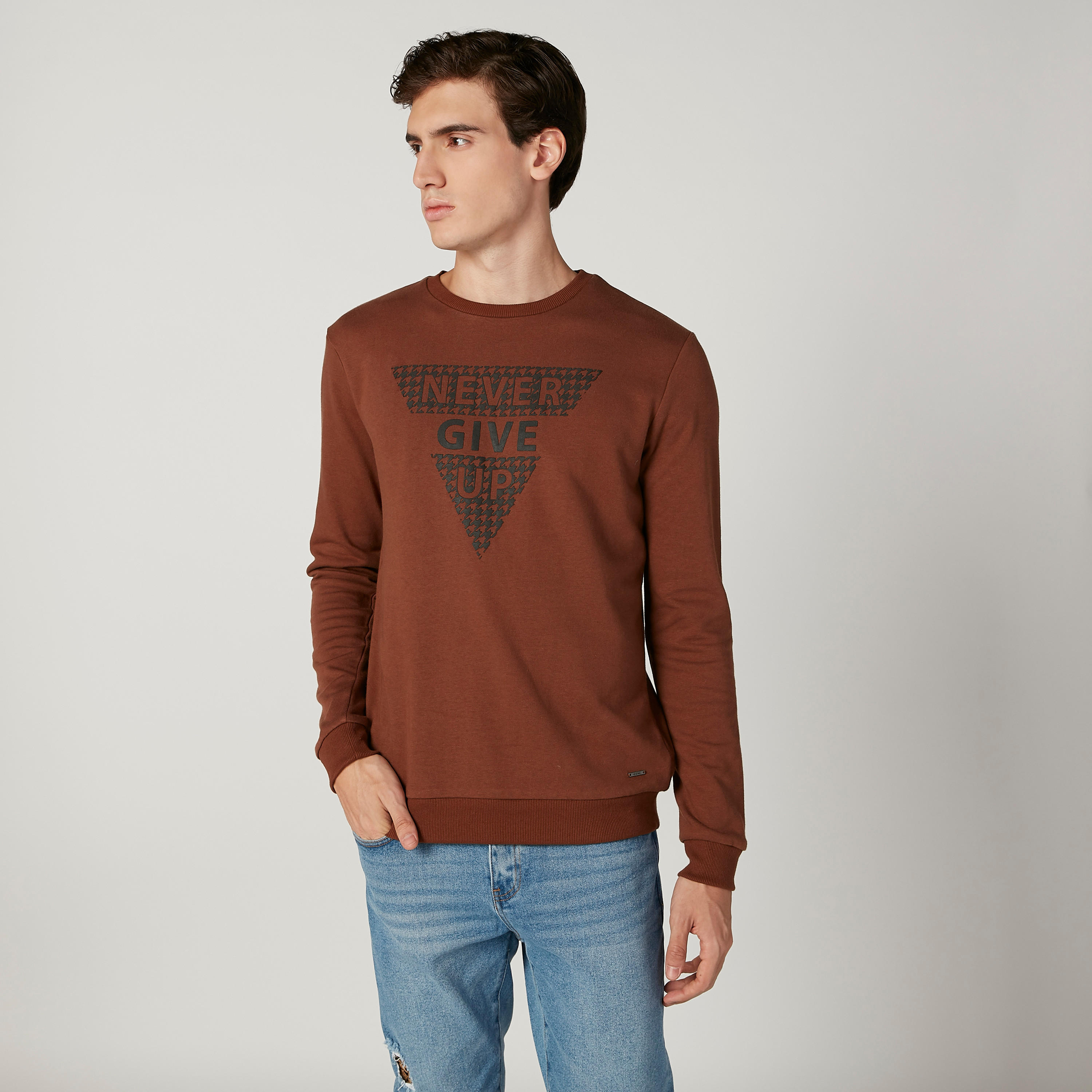 Iconic Slim Fit Crew Neck Printed Sweatshirt with Long Sleeves-men-winterwear-hoodiesandsweatshirts-image-1