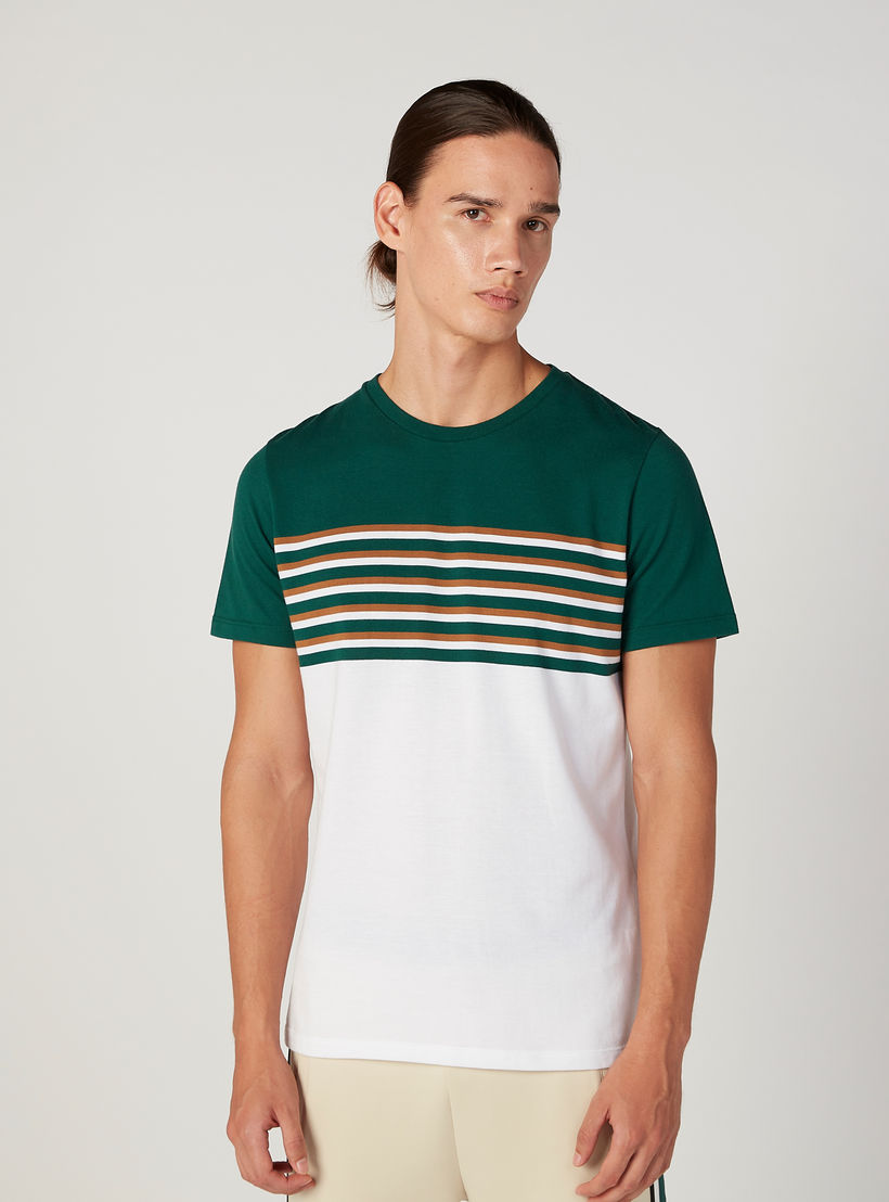 تيشيرت سليم مقلّم بياقة مستديرة وأكمام قصيرة من آيكونيك-men-clothing-tshirtsandpolos-tshirts-image-1