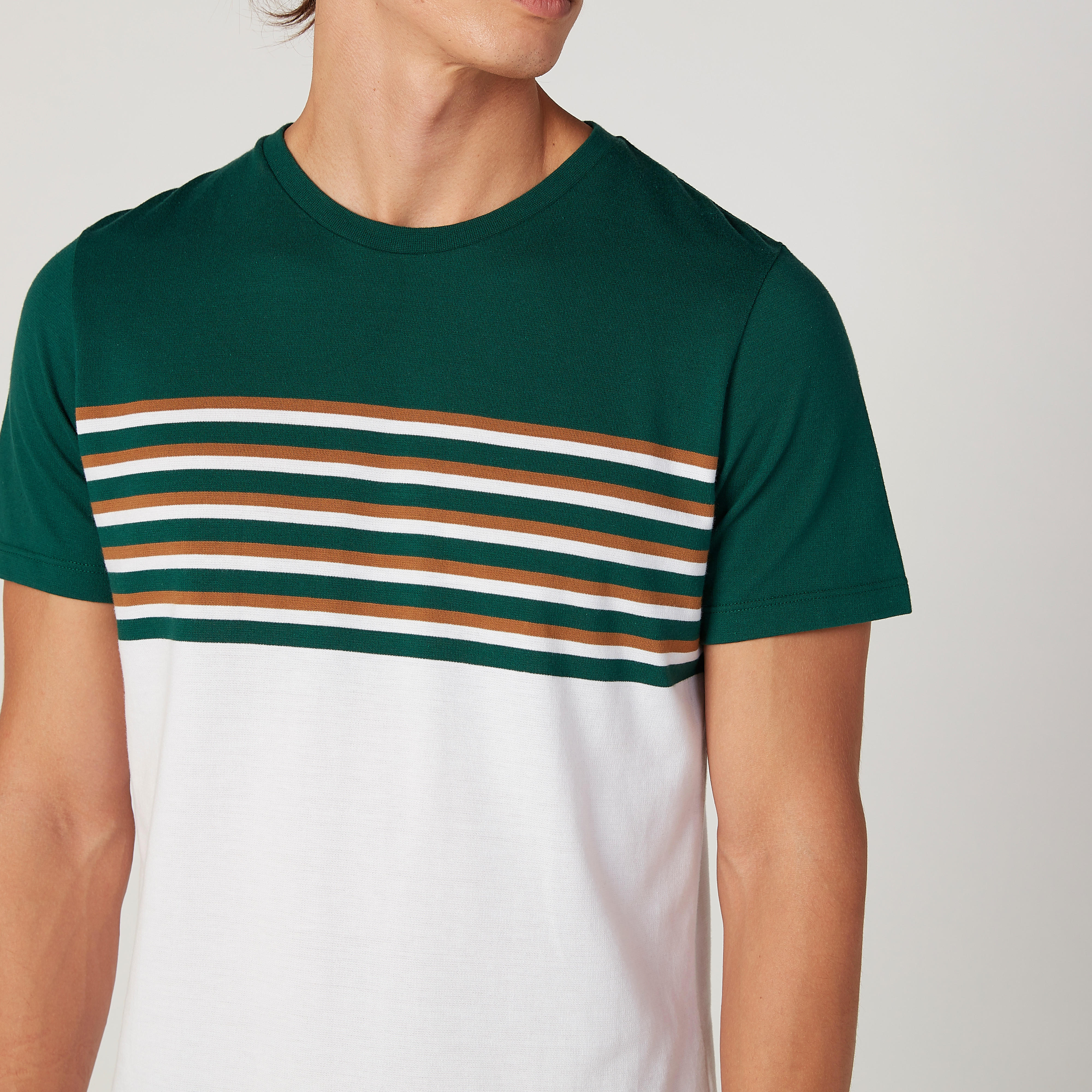 تيشيرت سليم مقلّم بياقة مستديرة وأكمام قصيرة من آيكونيك-men-clothing-tshirtsandpolos-tshirts-image-4