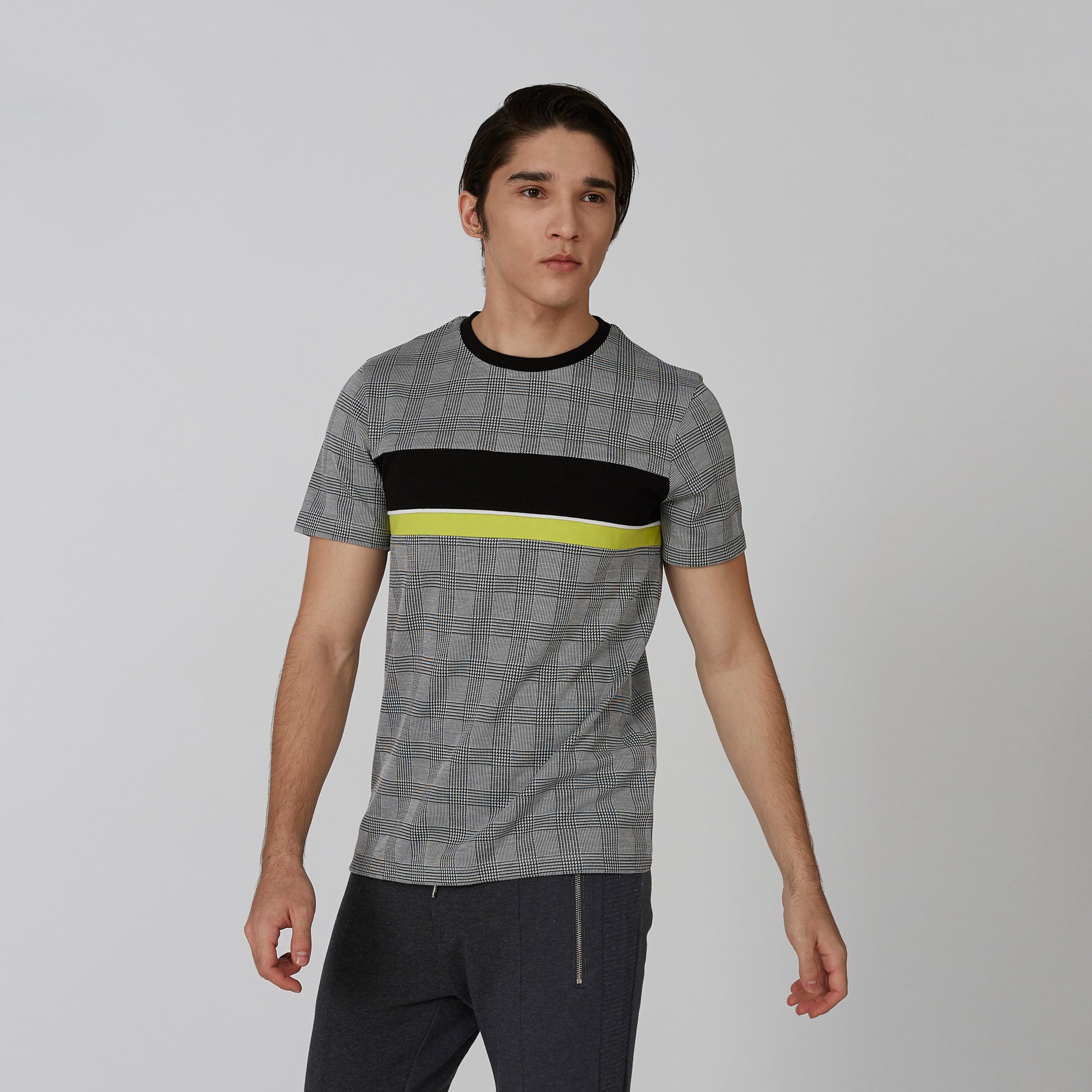 تيشيرت بولو سليم كاروهات بأكمام قصيرة من آيكونيك-men-clothing-tshirtsandpolos-tshirts-image-1