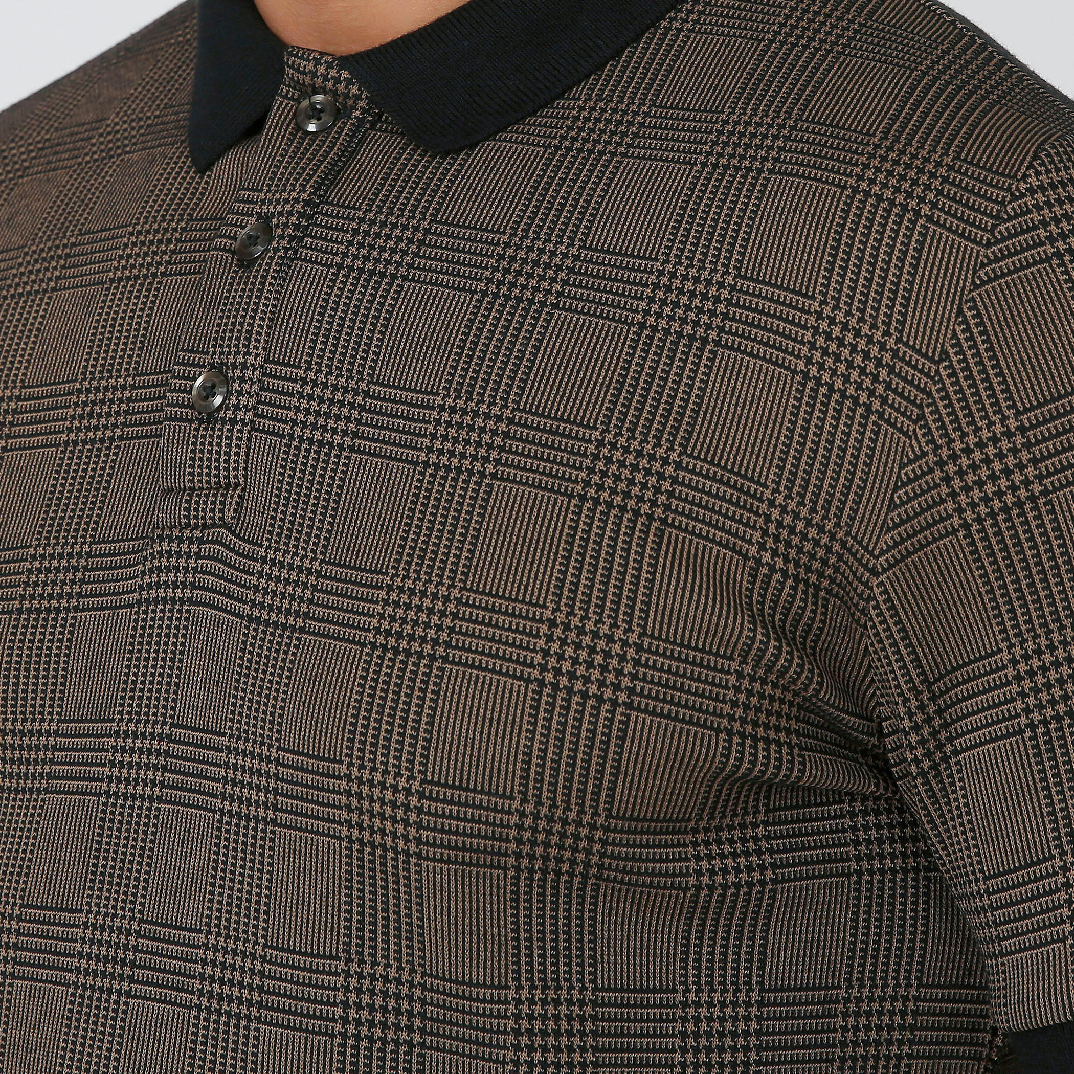 تيشيرت بولو سليم كاروهات بأكمام قصيرة من آيكونيك-men-clothing-tshirtsandpolos-polos-image-4