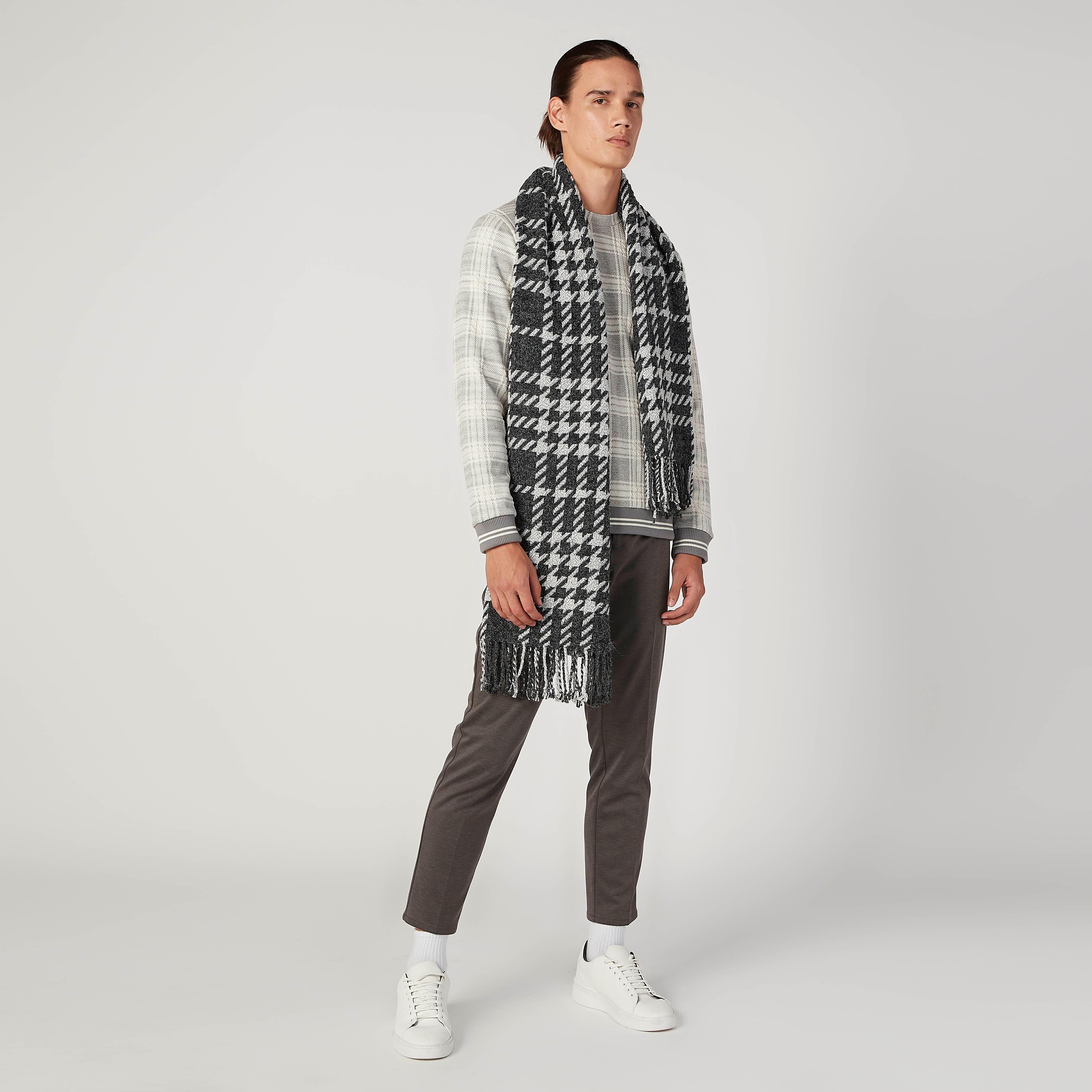 Iconic Slim Fit Checked Sweatshirt with Ribbed Hems-men-winterwear-hoodiesandsweatshirts-image-2