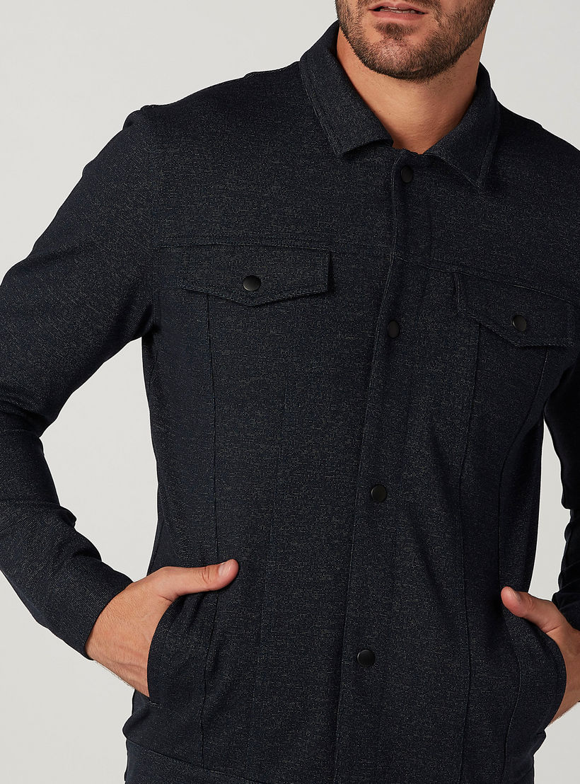 Iconic Textured Trucker Jacket with Long Sleeves and Flap Pockets-men-clothing-jacketsandblazers-jackets-image-3