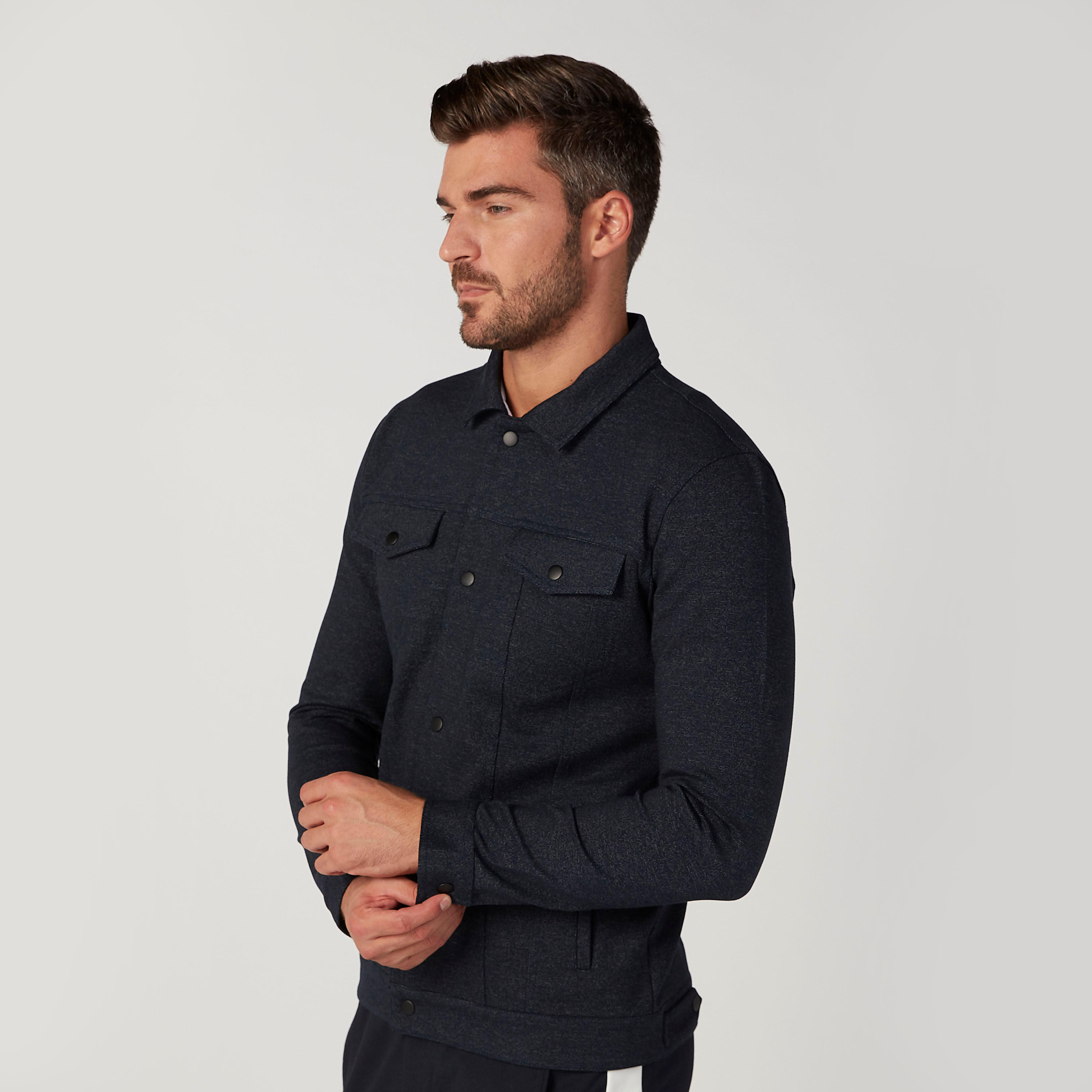 Iconic Textured Trucker Jacket with Long Sleeves and Flap Pockets-men-clothing-jacketsandblazers-jackets-image-5