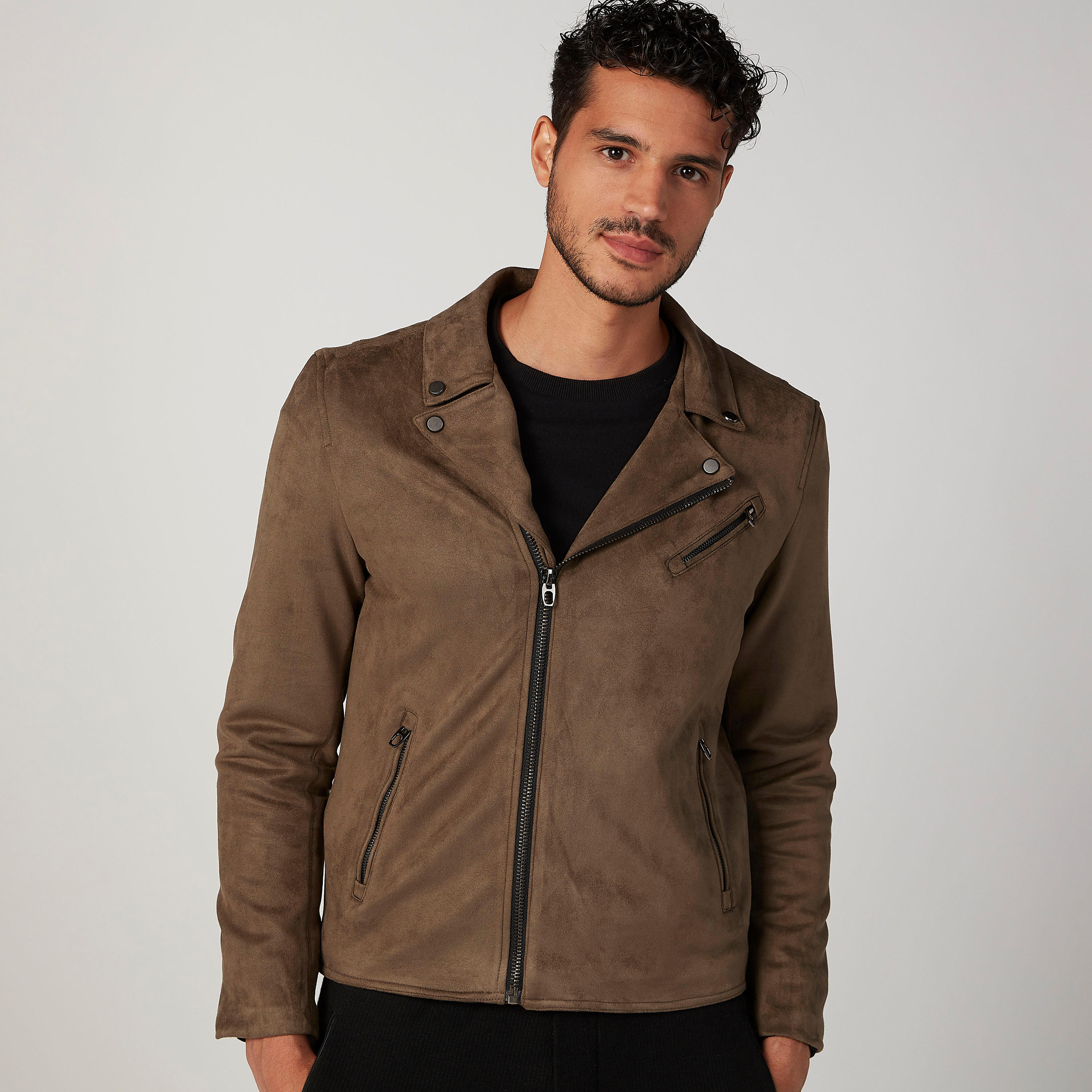 جاكيت بايكر بارز الملمس بأكمام طويلة وجيوب من آيكونيك-men-clothing-jacketsandblazers-jackets-image-1