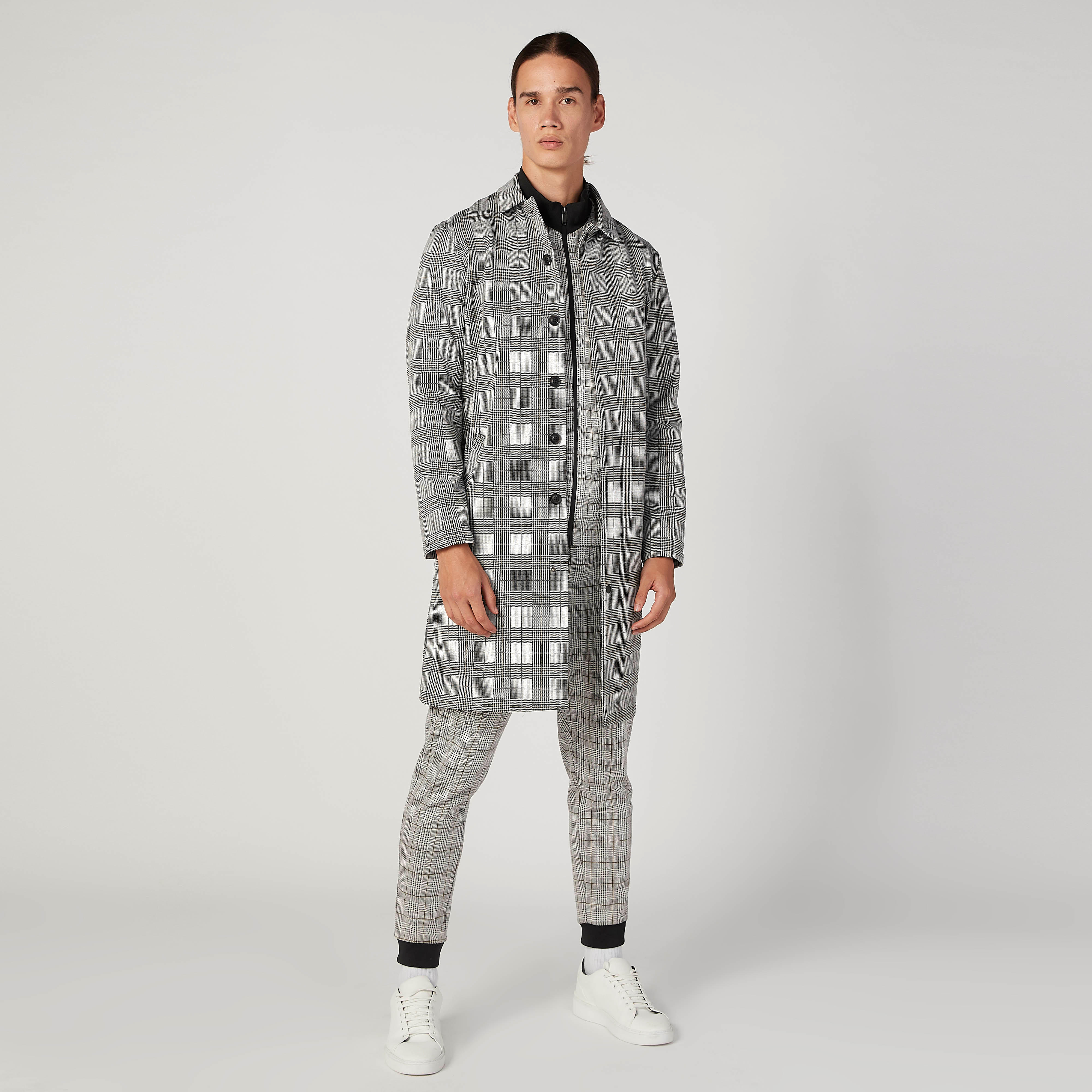 بنطلون رياضي كاروهات بقصة سليم ورباط خصر من آيكونيك-men-clothing-bottoms-joggers-image-2