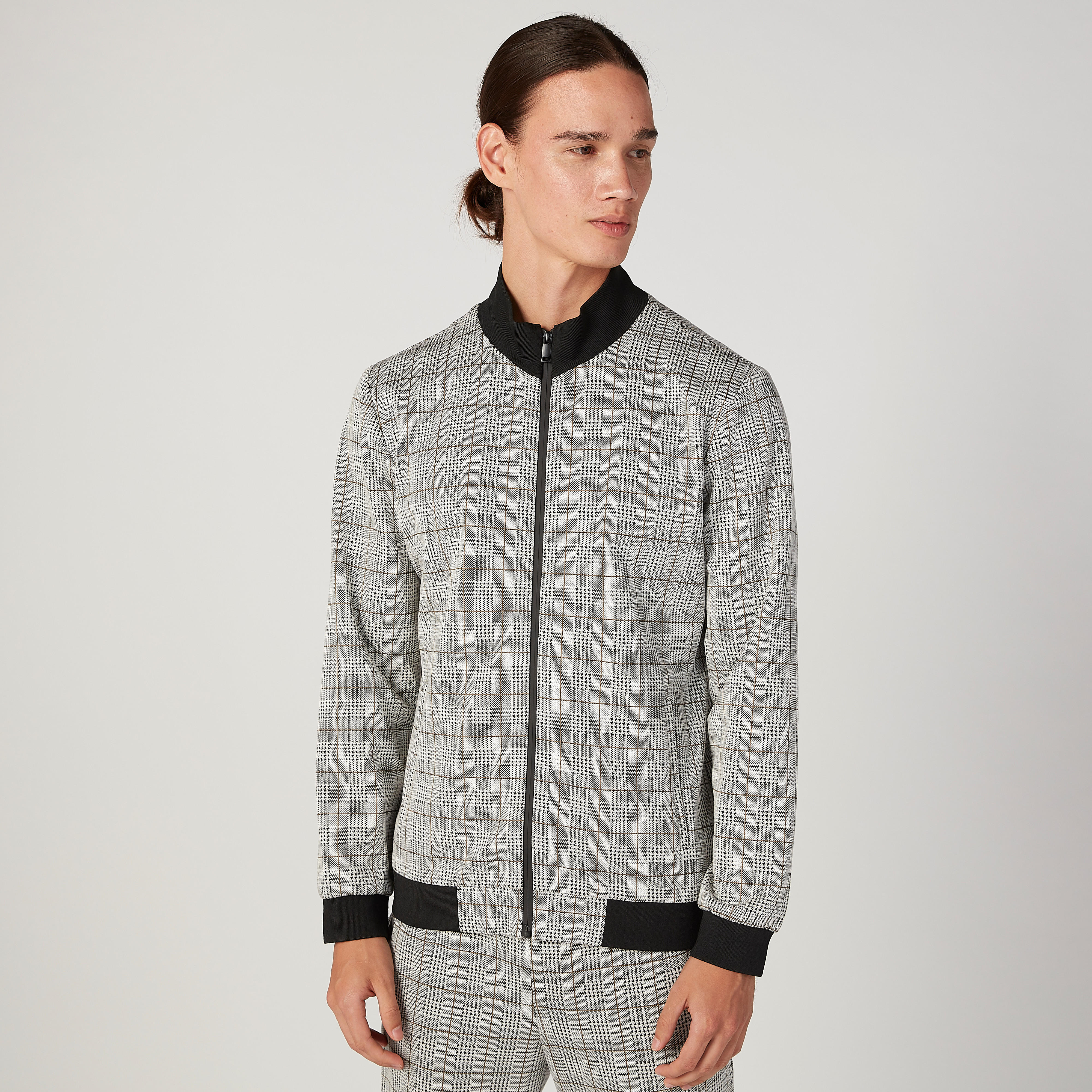 Iconic Slim Fit Chequered Sweatshirt with Long Sleeves-men-winterwear-hoodiesandsweatshirts-image-1