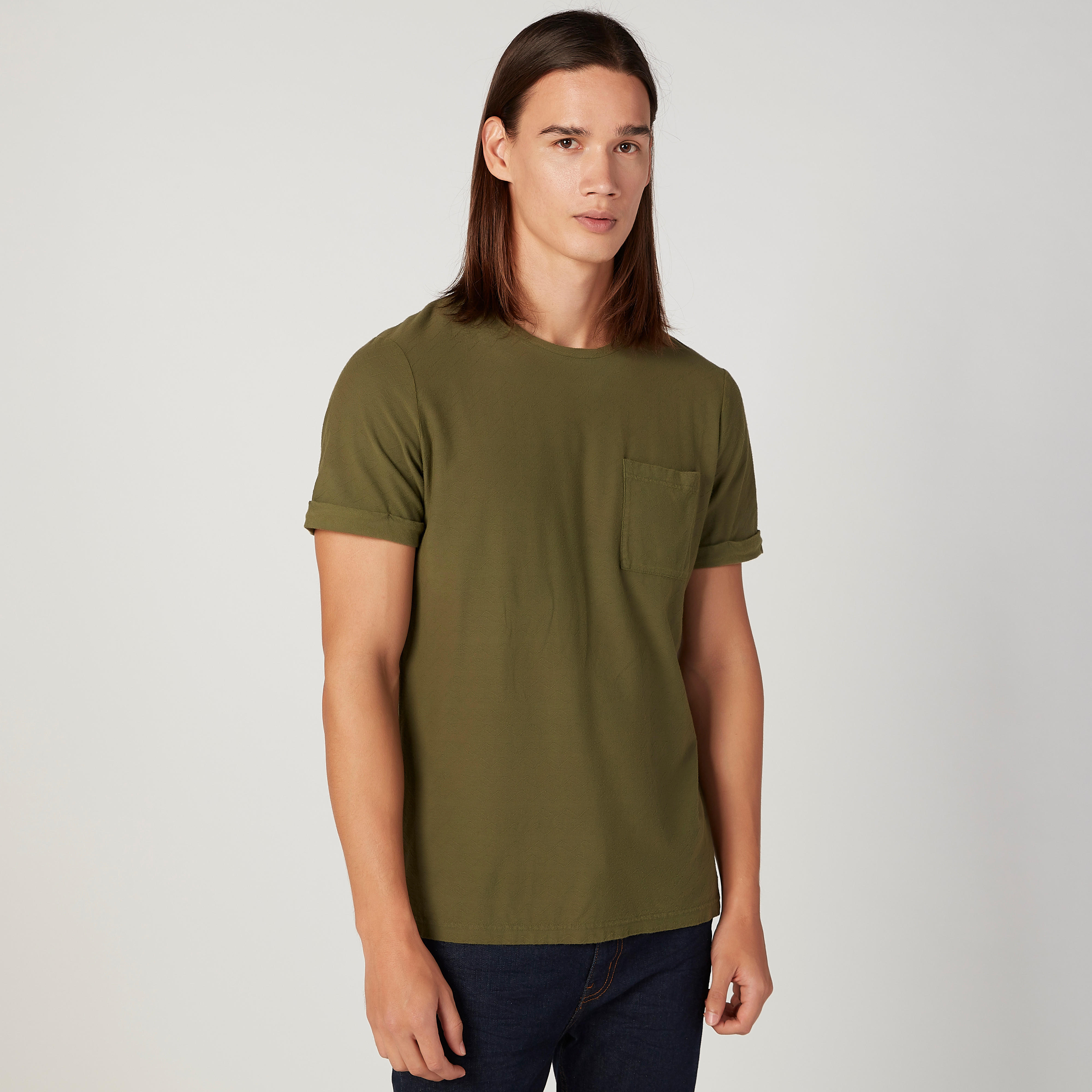 تيشيرت بارز الملمس بياقة مستديرة وأكمام قصيرة من آيكونيك-men-clothing-tshirtsandpolos-tshirts-image-4