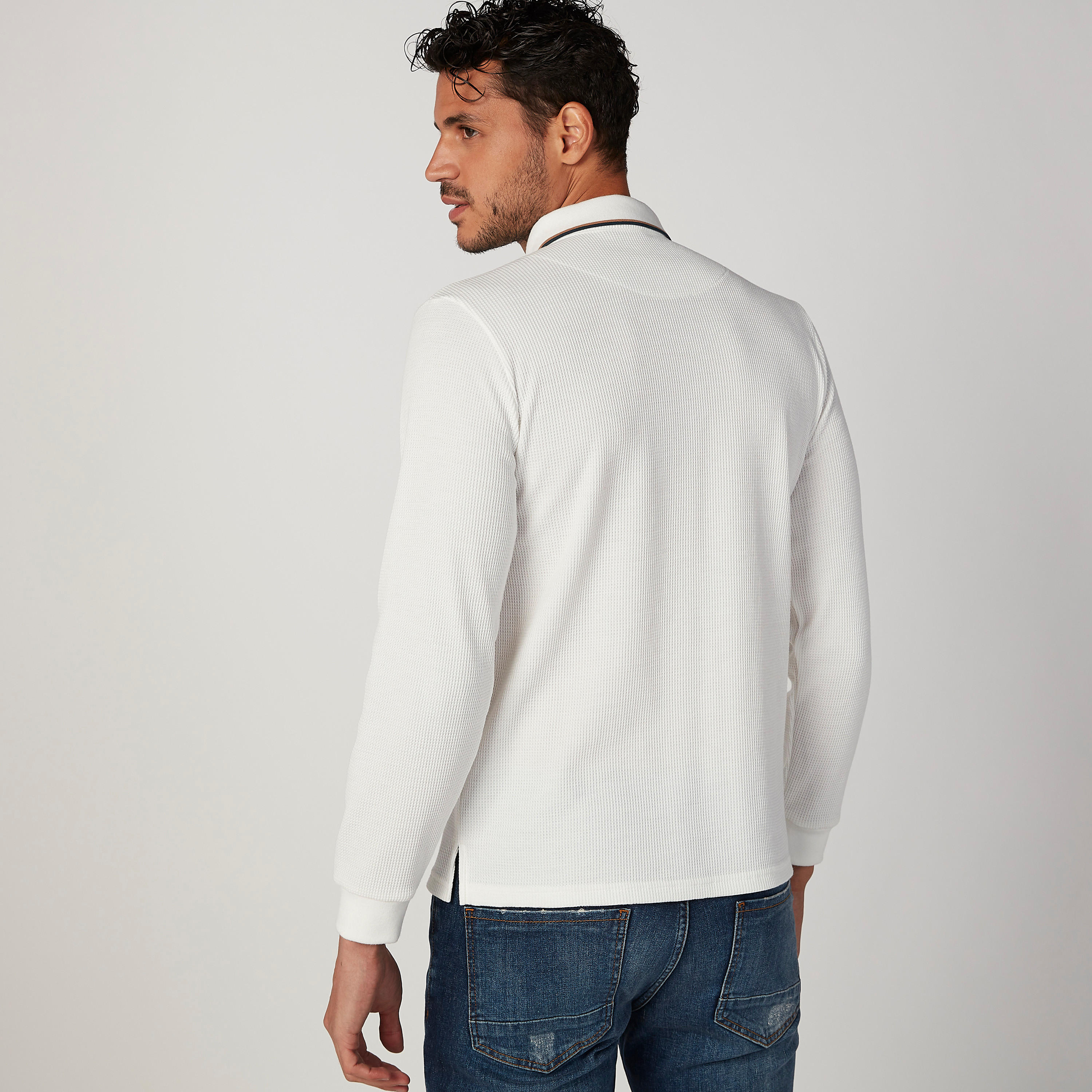 تيشيرت بولو سليم فيت بارز الملمس بأكمام طويلة من آيكونيك-men-clothing-tshirtsandpolos-polos-image-4
