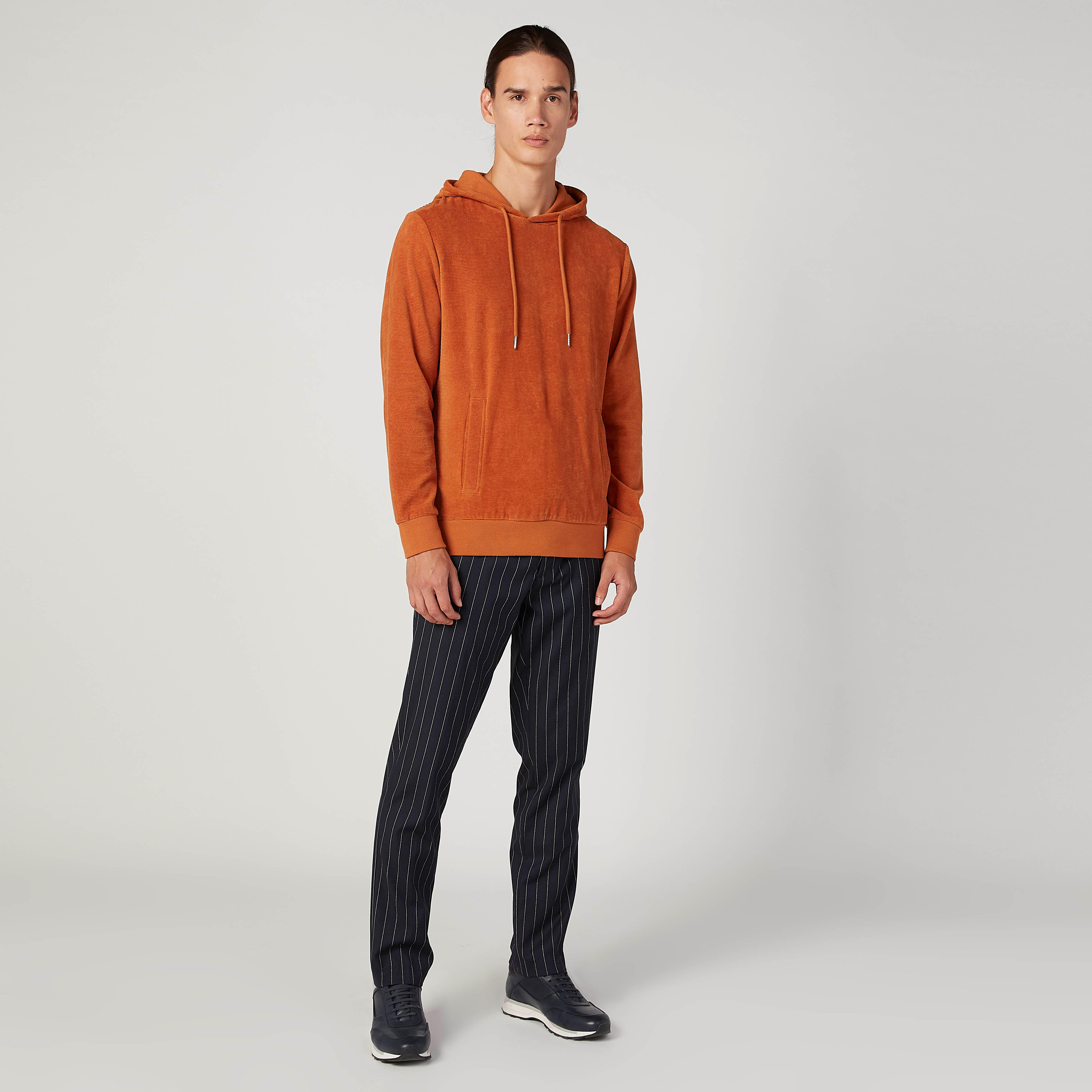 سويت شيرت سليم بارز الملمس بأكمام طويلة وقبعة من آيكونيك-men-winterwear-hoodiesandsweatshirts-image-2