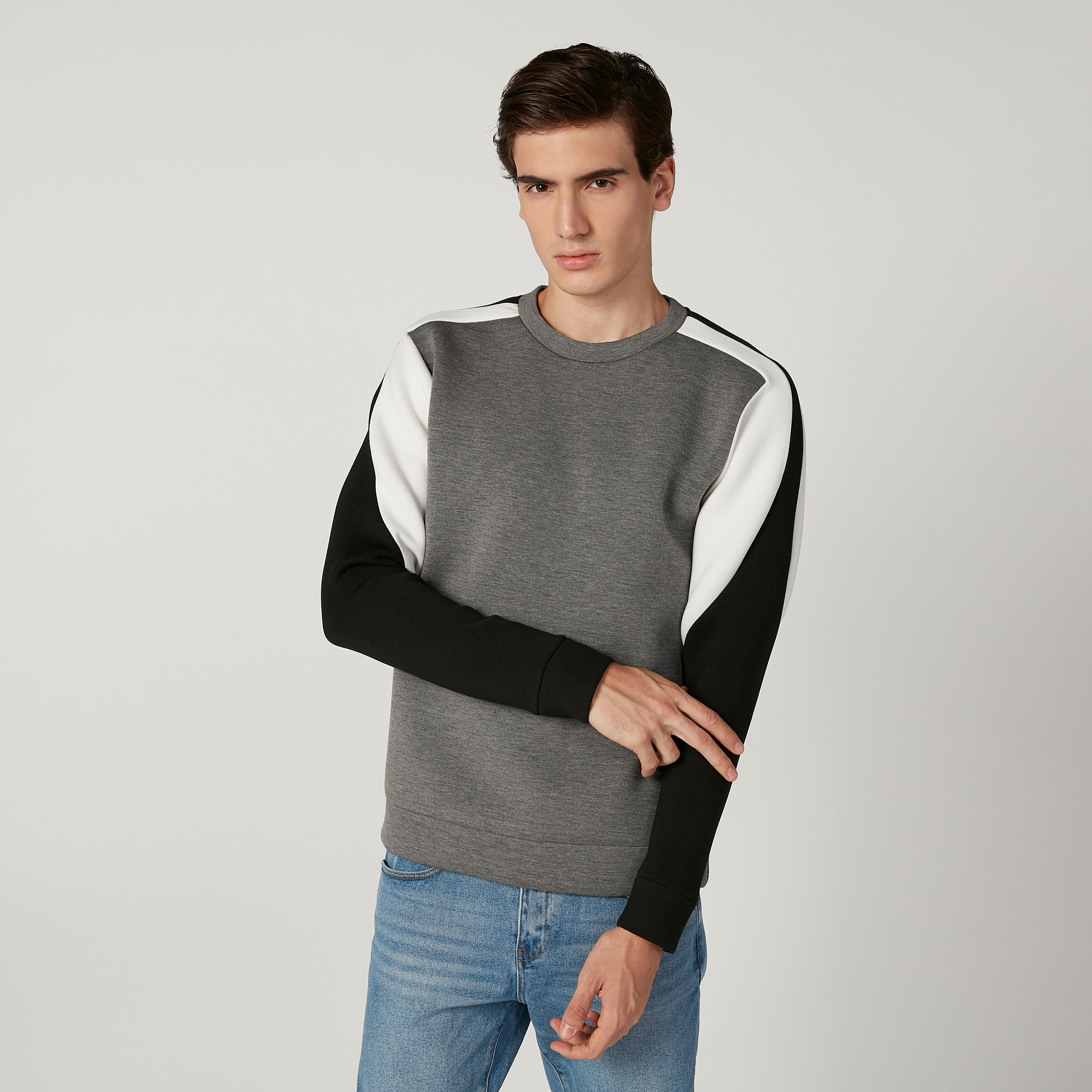 سويت شيرت سليم بكتل ألوان بياقة ضيّقة وأكمام طويلة من آيكونيك-men-winterwear-hoodiesandsweatshirts-image-1