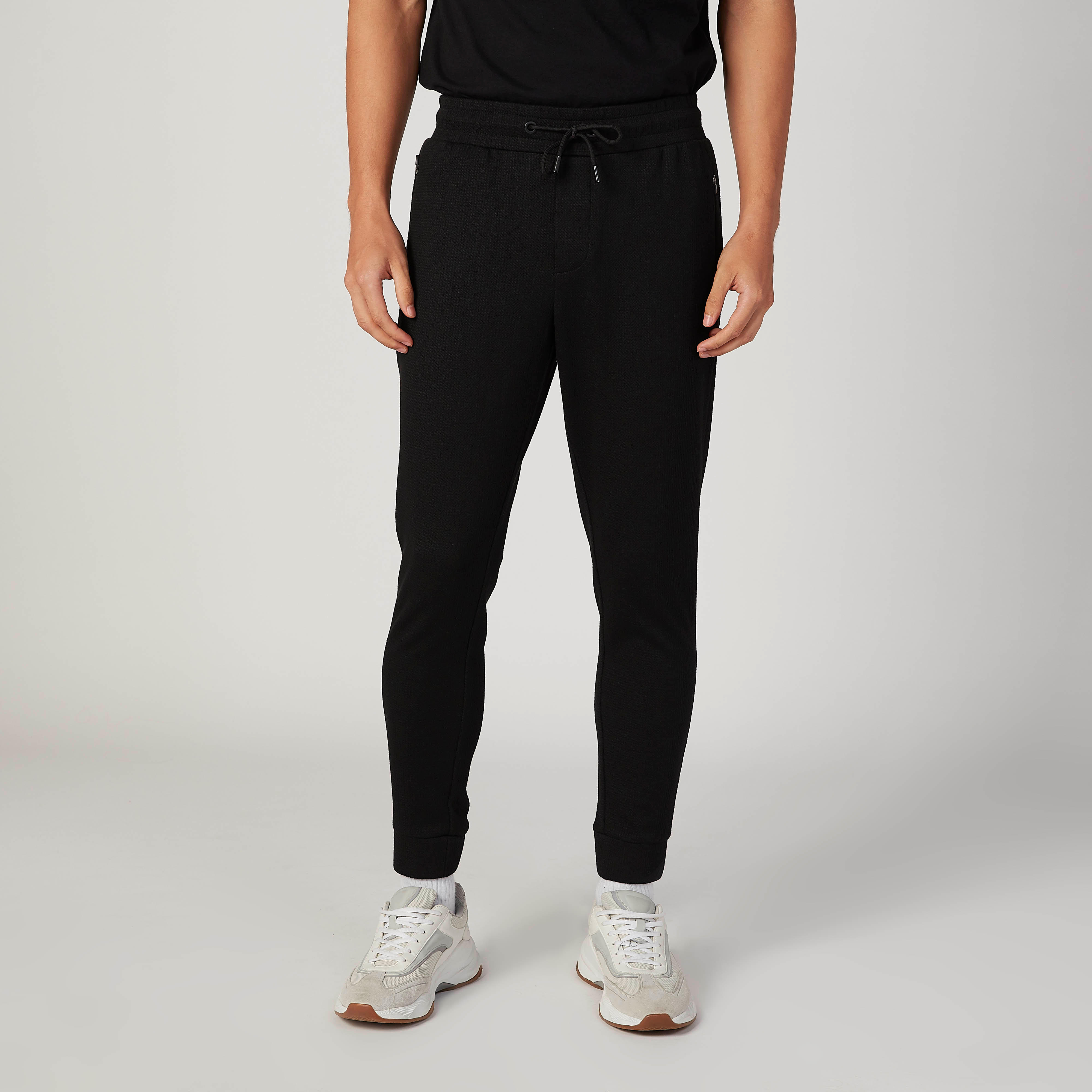 بنطال رياضي سادة برباط إغلاق وخصر متوسط الارتفاع من آيكونيك-men-clothing-bottoms-joggers-image-1