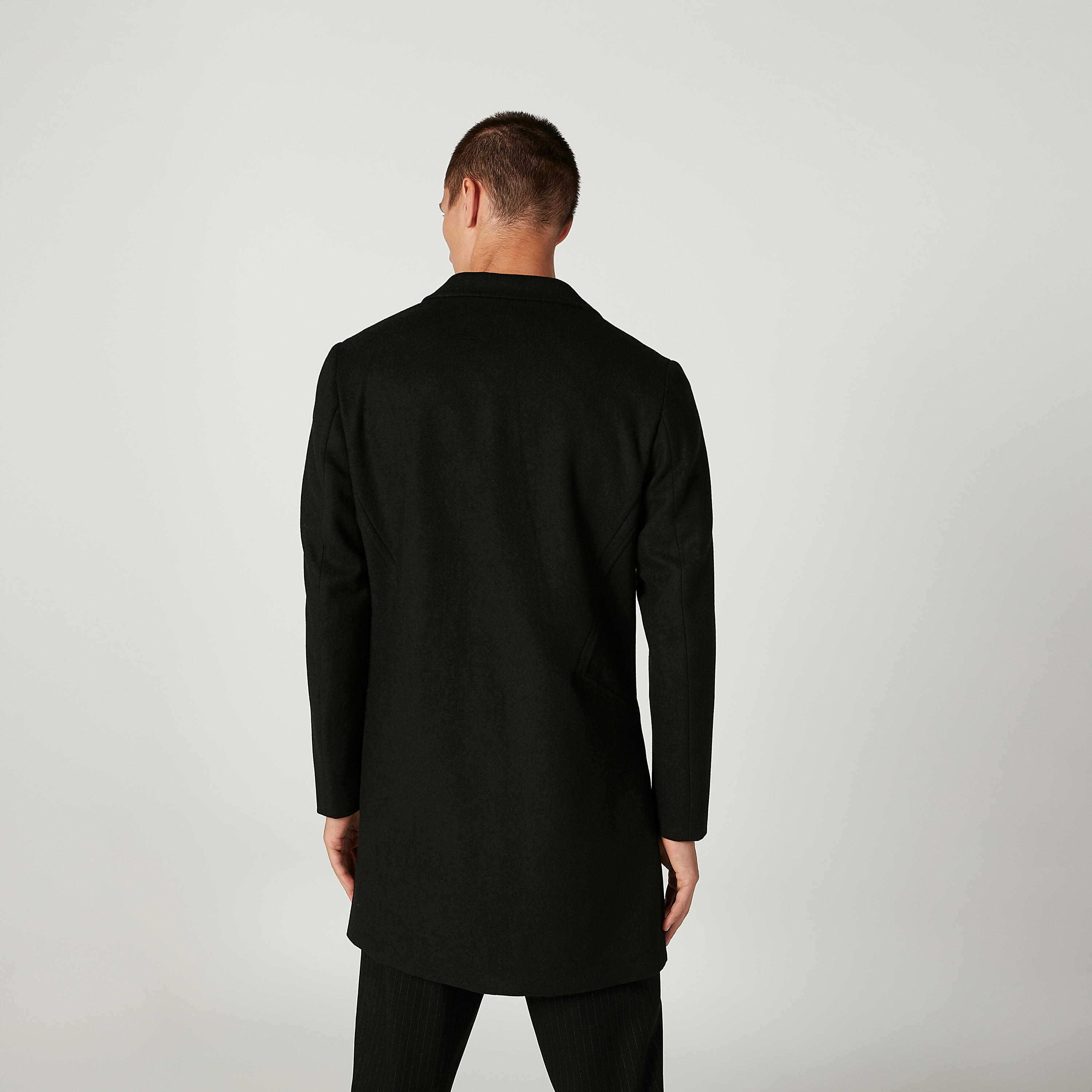 معطف طويل سليم سادة بياقة مطويّة وأكمام طويلة من آيكونيك-men-clothing-jacketsandblazers-coats-image-4