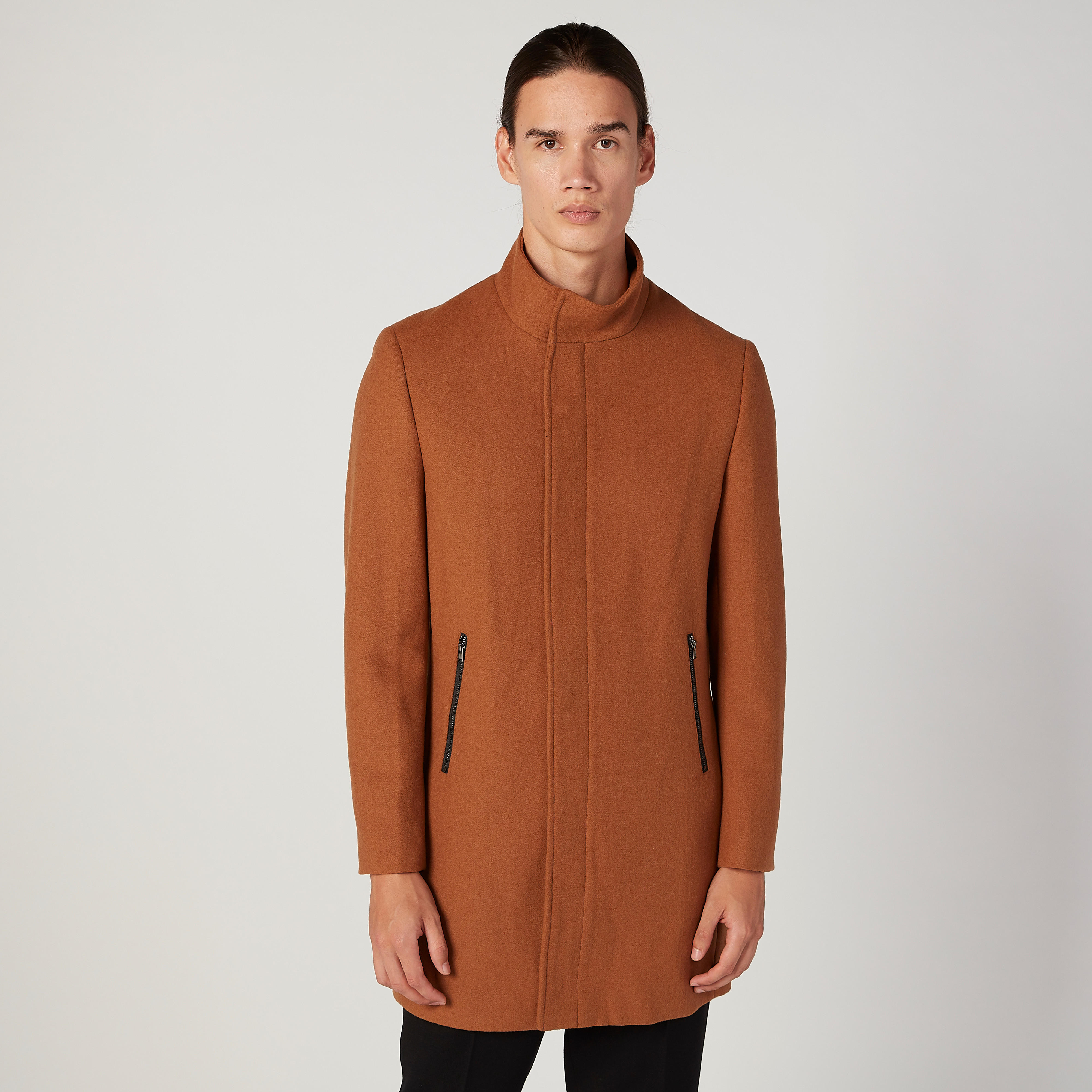 جاكيت سليم سادة بياقة عالية وأكمام طويلة من آيكونيك-men-clothing-jacketsandblazers-coats-image-5
