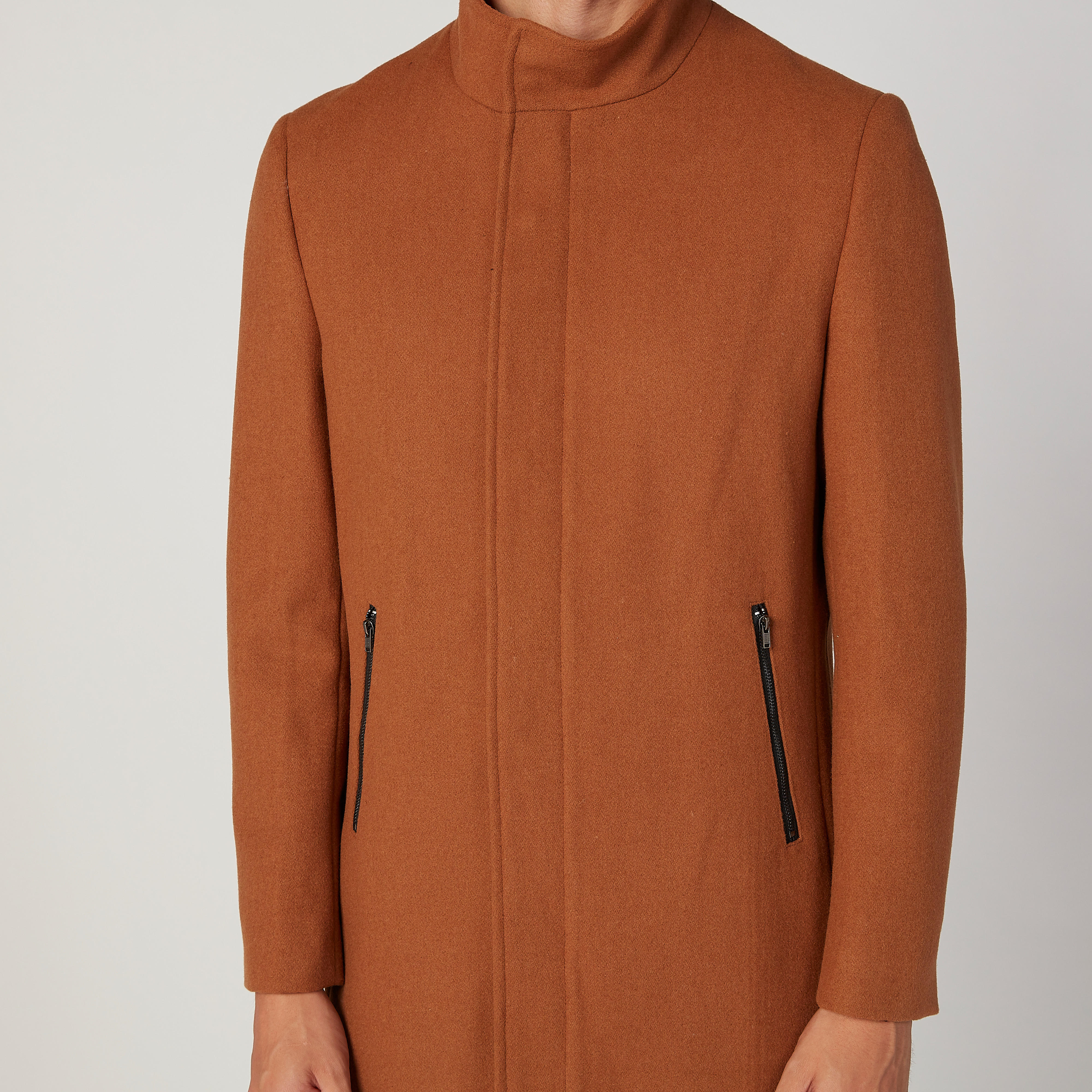 جاكيت سليم سادة بياقة عالية وأكمام طويلة من آيكونيك-men-clothing-jacketsandblazers-coats-image-3