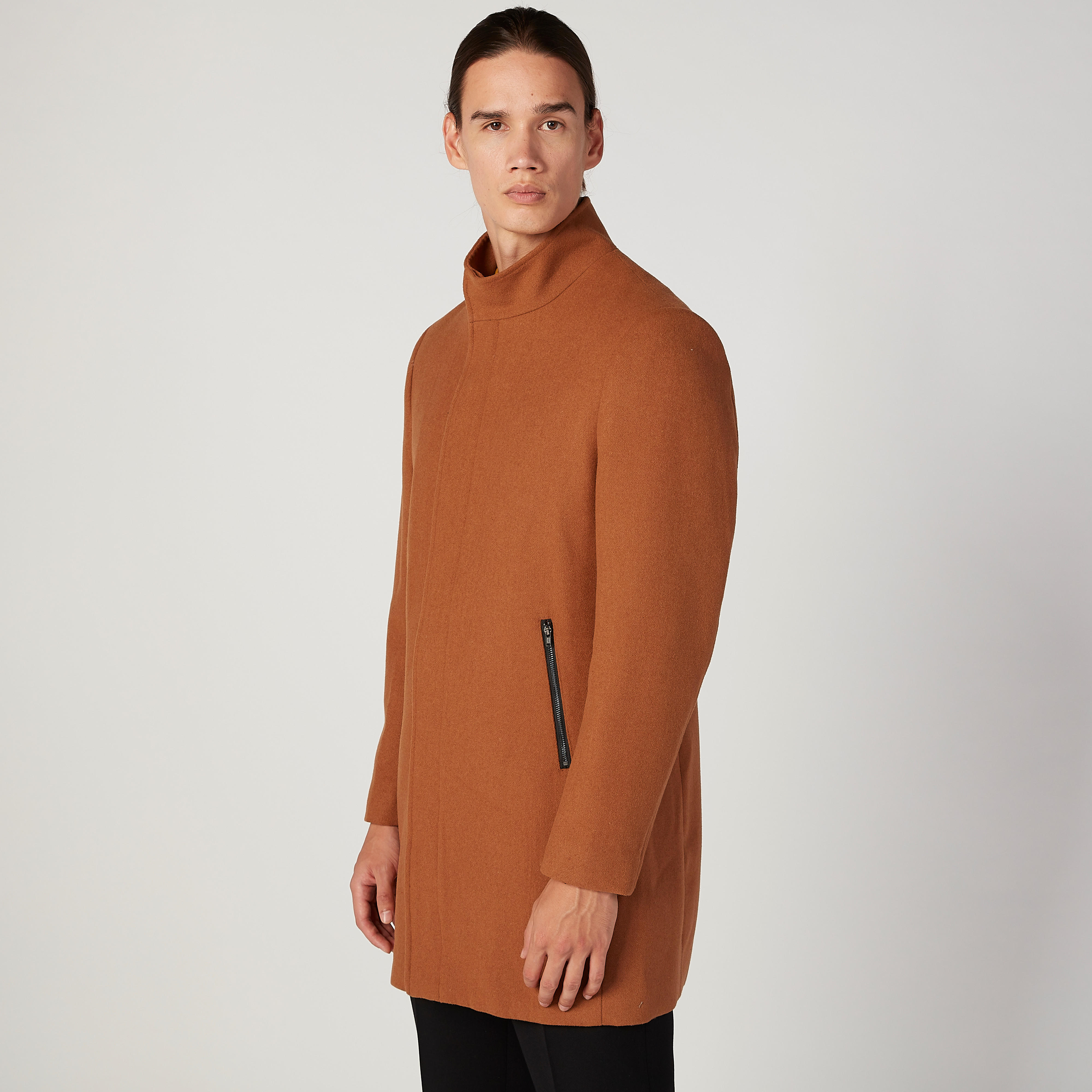 جاكيت سليم سادة بياقة عالية وأكمام طويلة من آيكونيك-men-clothing-jacketsandblazers-coats-image-1