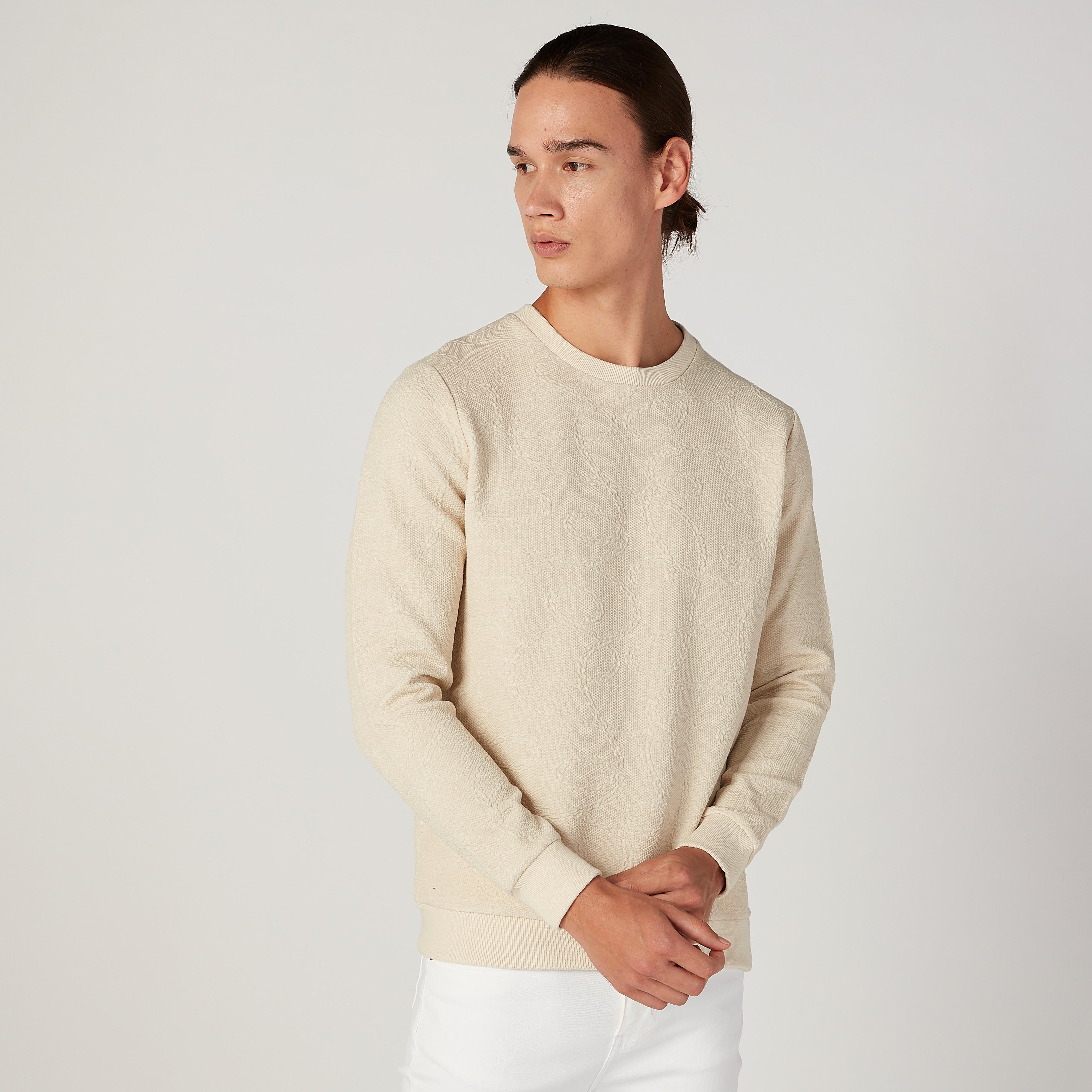 Iconic Slim Fit Textured Sweatshirt with Crew Neck and Long Sleeves-men-winterwear-hoodiesandsweatshirts-image-1