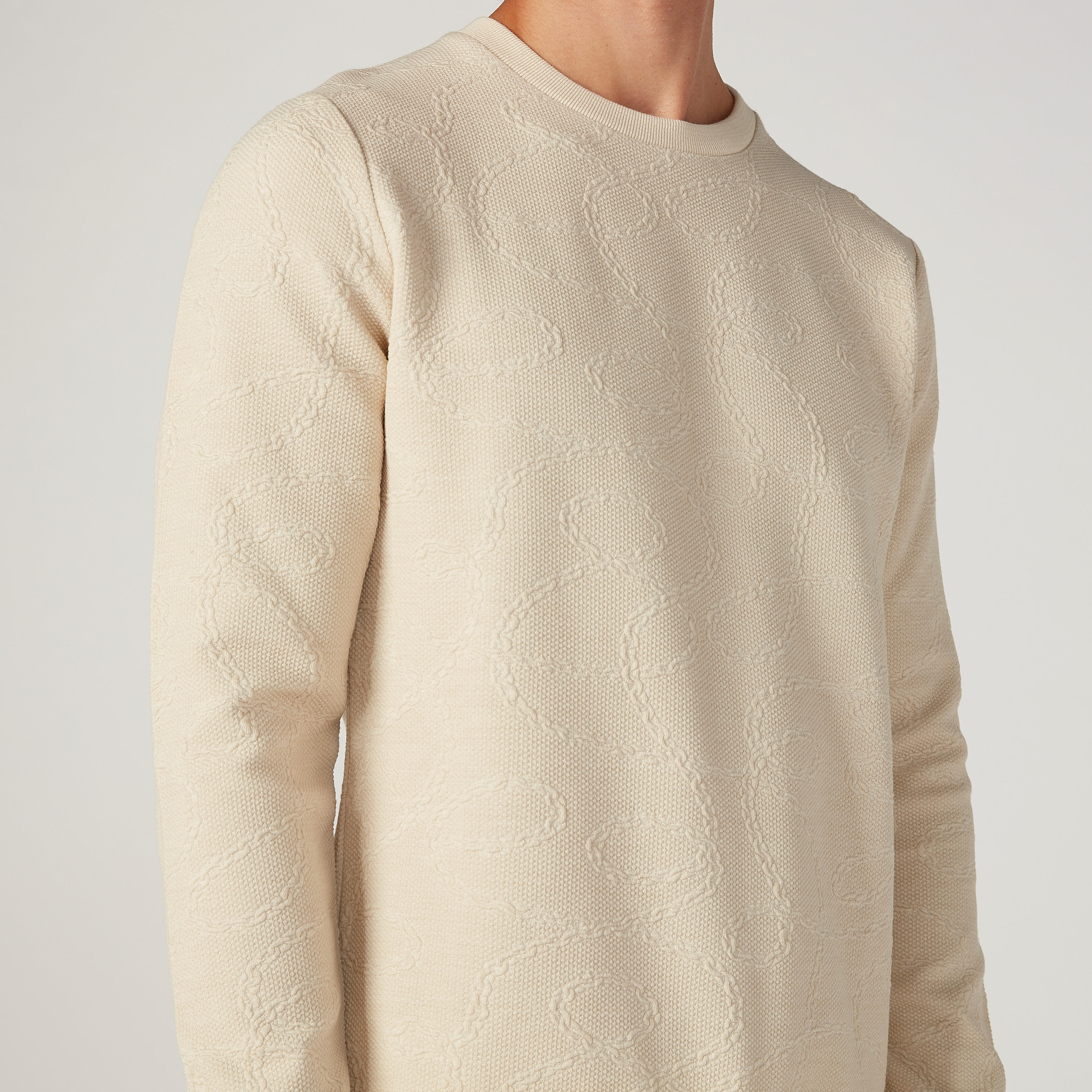 Iconic Slim Fit Textured Sweatshirt with Crew Neck and Long Sleeves-men-winterwear-hoodiesandsweatshirts-image-3
