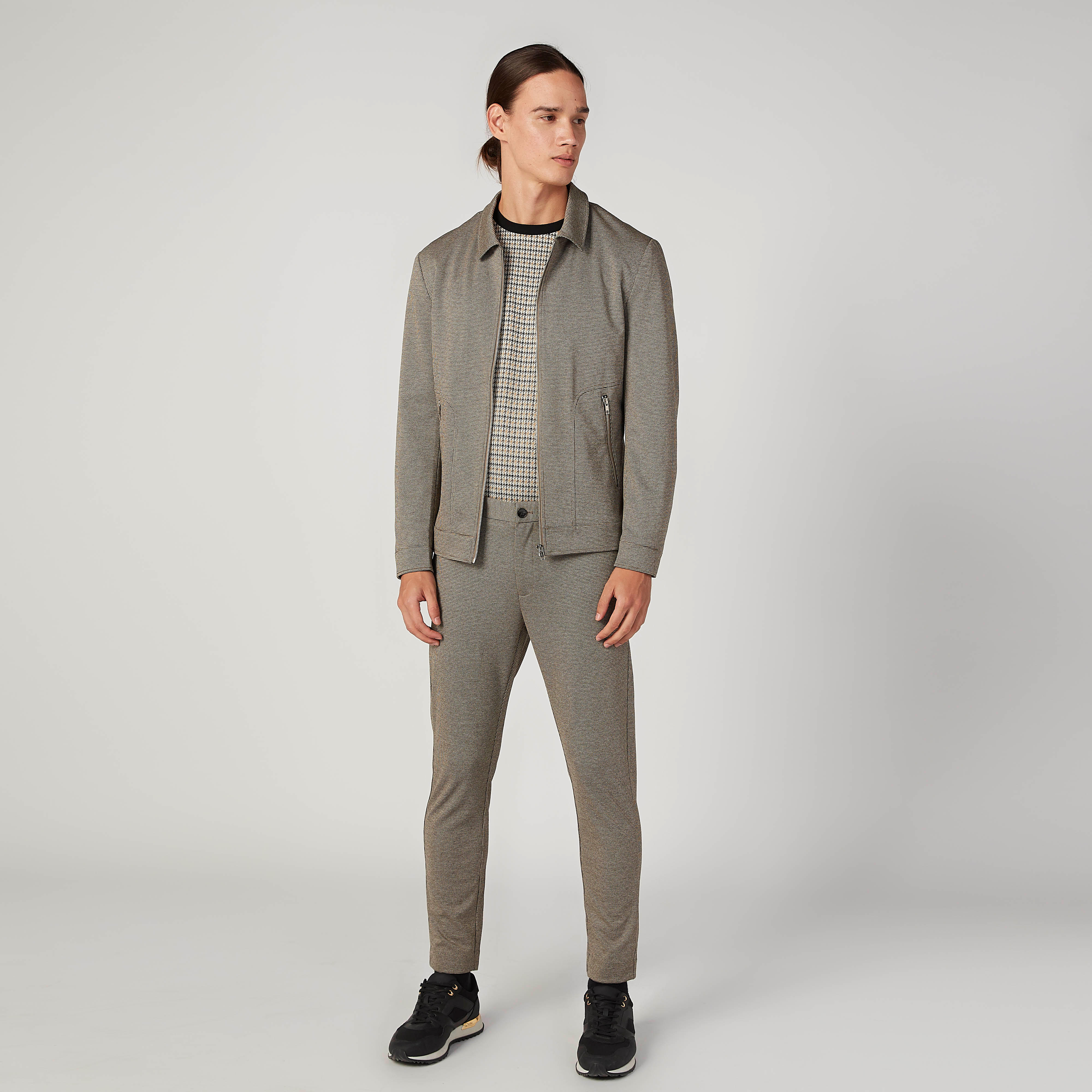 سويت شيرت سليم كاروهات بياقة ضيّقة وأكمام طويلة من آيكونيك-men-winterwear-hoodiesandsweatshirts-image-2