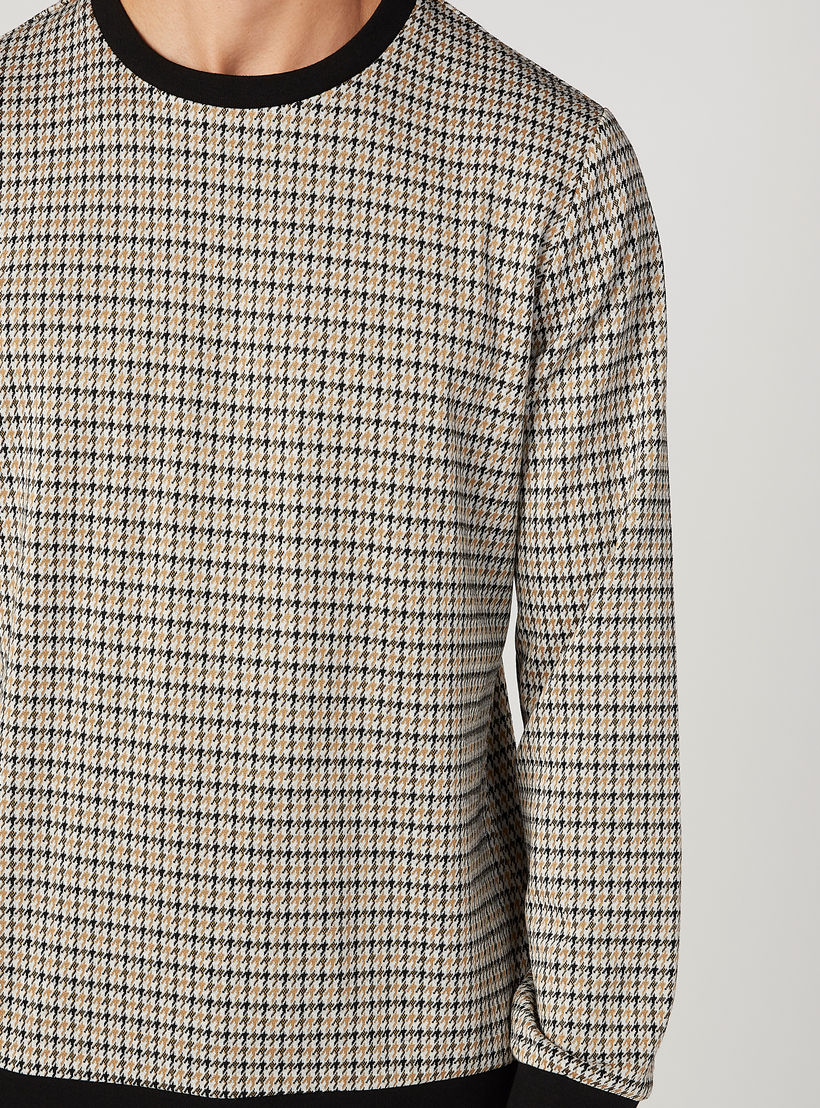 سويت شيرت سليم كاروهات بياقة ضيّقة وأكمام طويلة من آيكونيك-men-winterwear-hoodiesandsweatshirts-image-4
