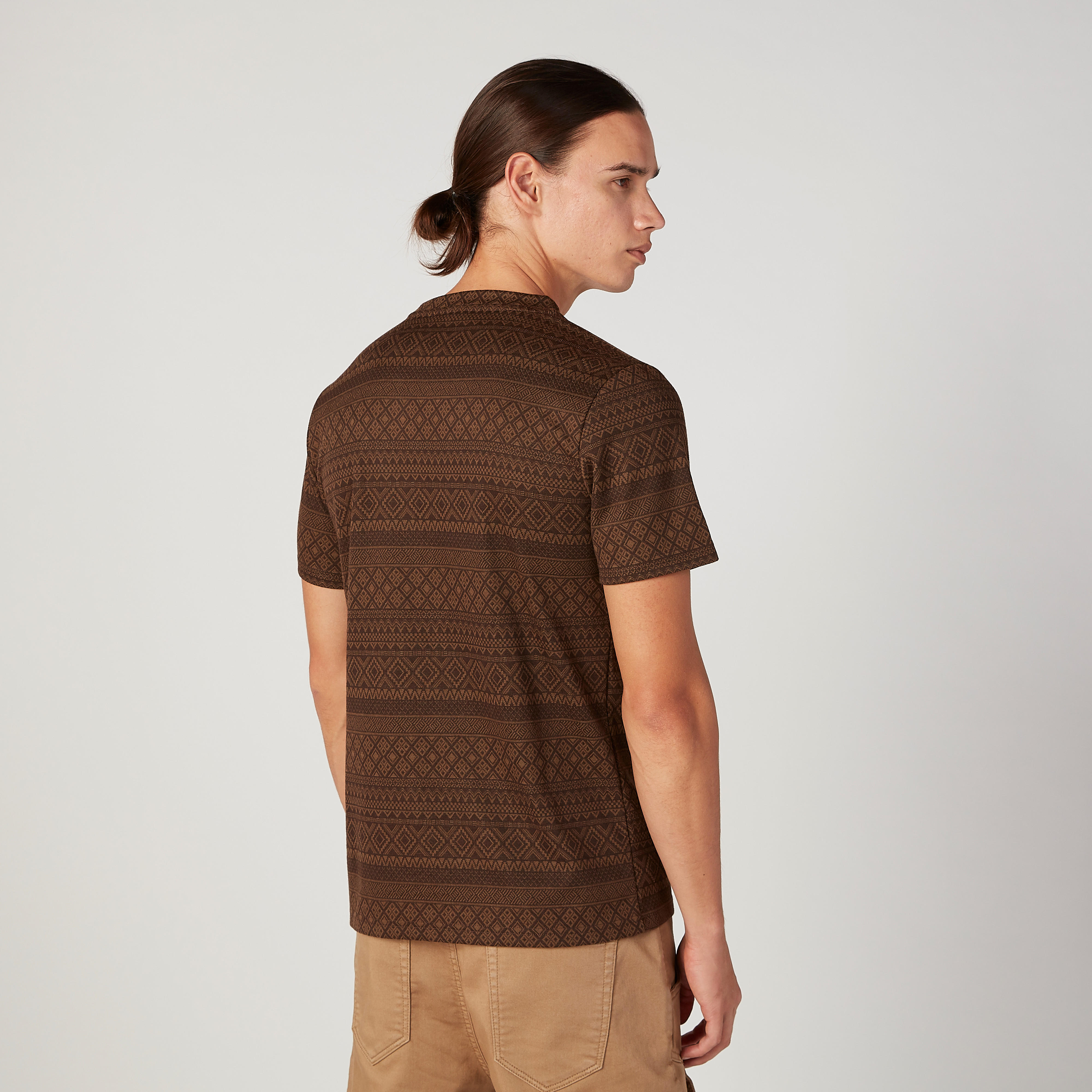 تيشيرت سليم بارز الملمس بياقة مستديرة وأكمام قصيرة من آيكونيك-men-clothing-tshirtsandpolos-tshirts-image-4
