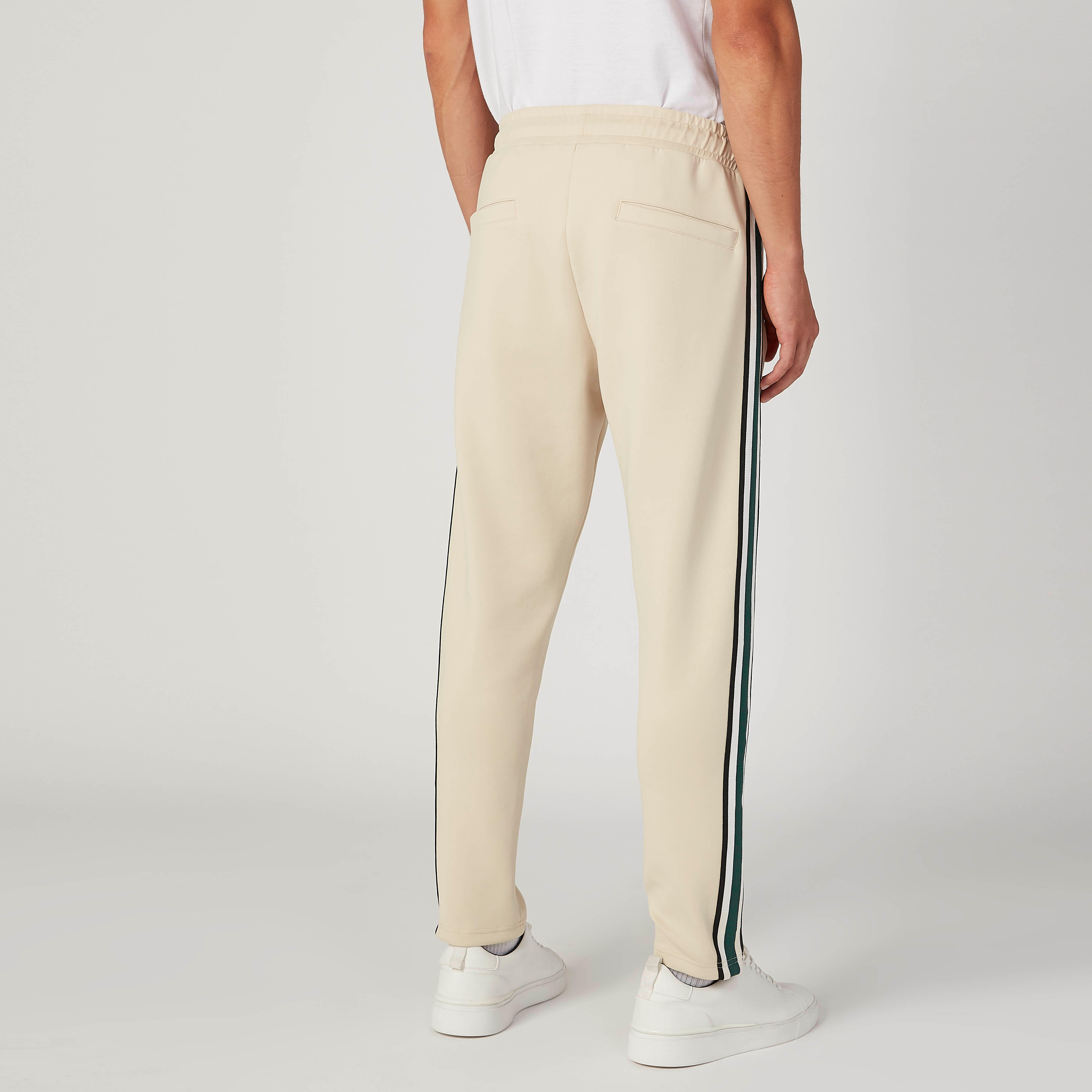 بنطلون سليم فيت سادة بخصر متوسط الارتفاع وجيوب وشريطة من آيكونيك-men-clothing-bottoms-trousersandchinos-trousers-image-4