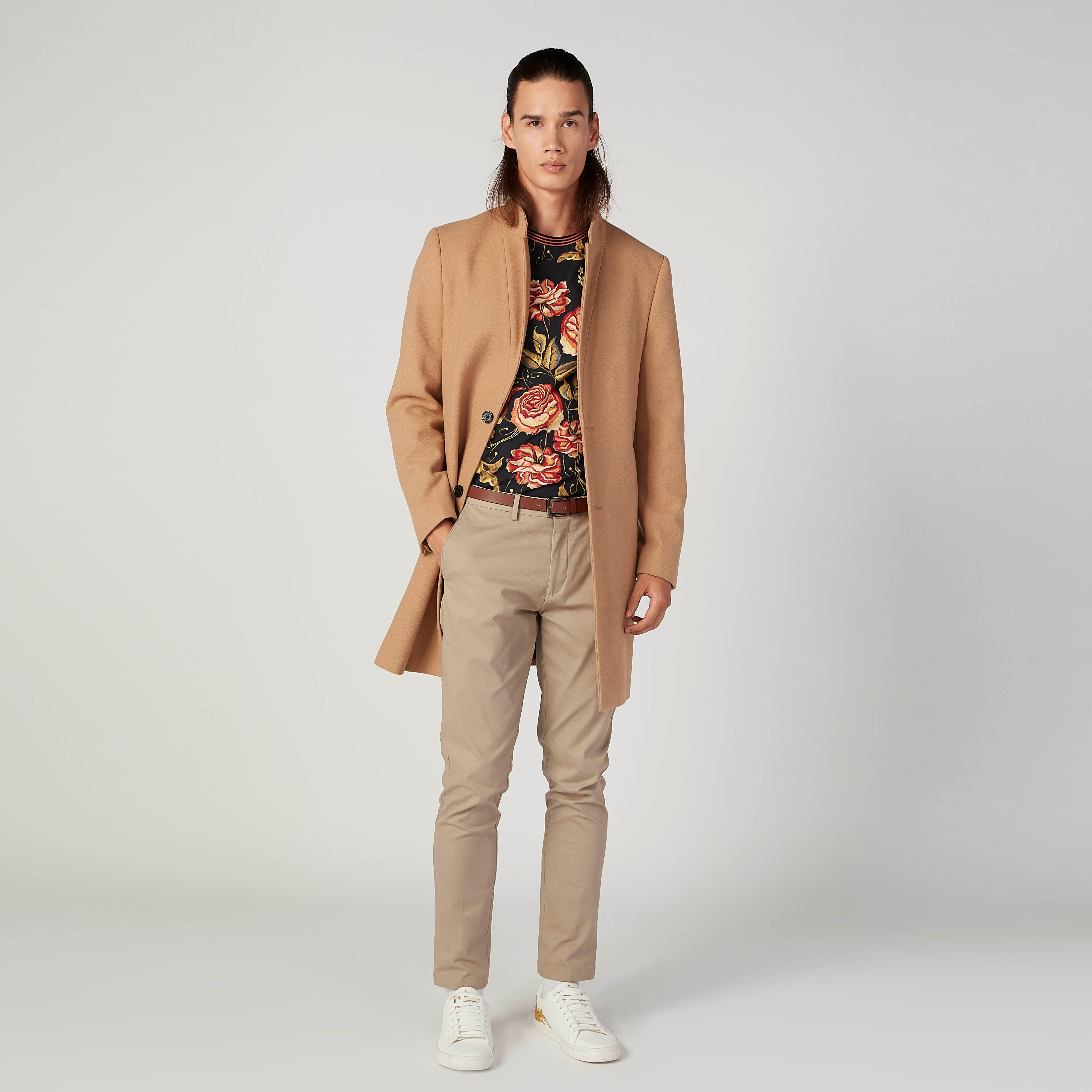 تيشيرت سليم بياقة مستديرة وأكمام قصيرة وطبعات زهرية من آيكونيك-men-clothing-tshirtsandpolos-tshirts-image-2
