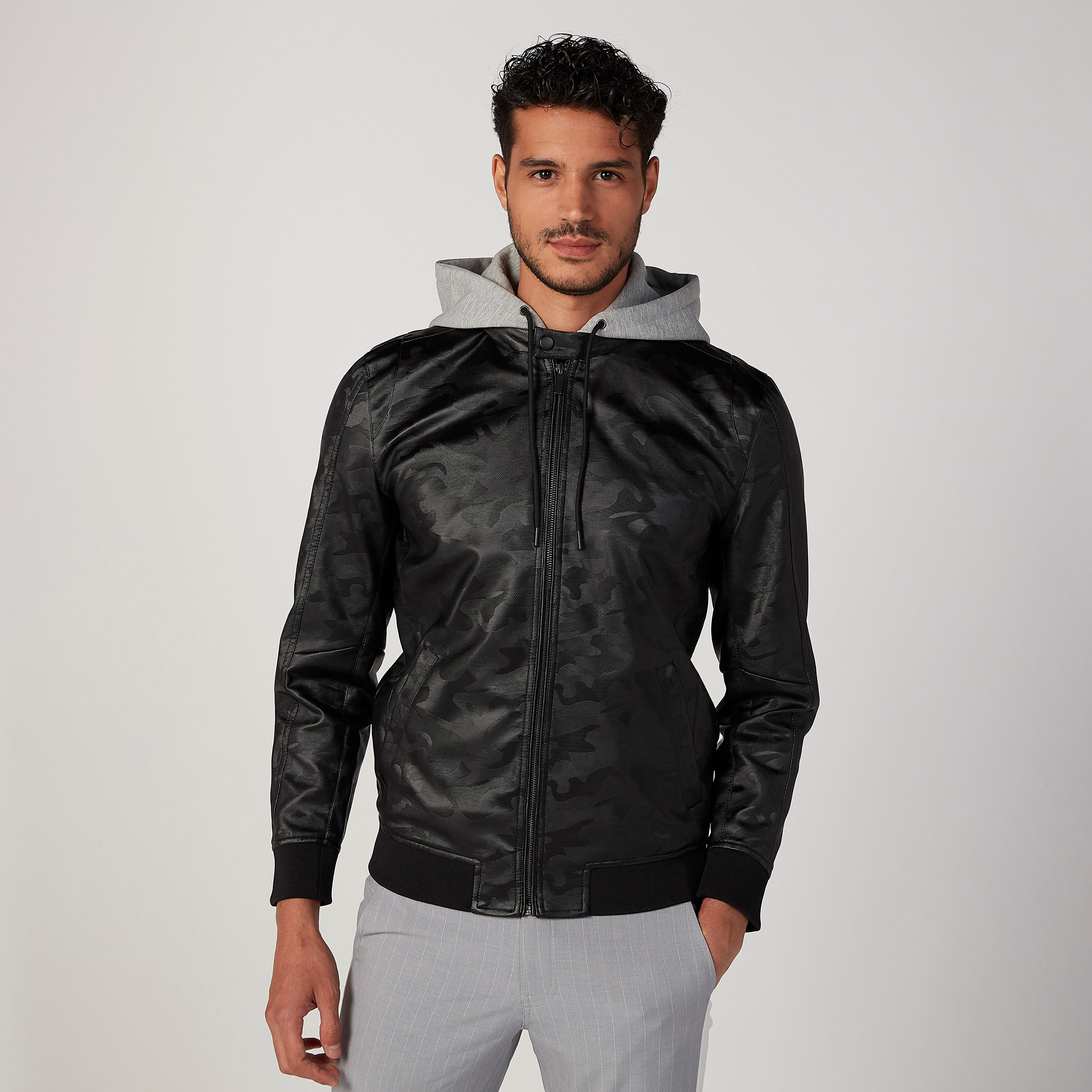 Iconic Textured Jacket with Long Sleeves and Hood-men-clothing-jacketsandblazers-jackets-image-1