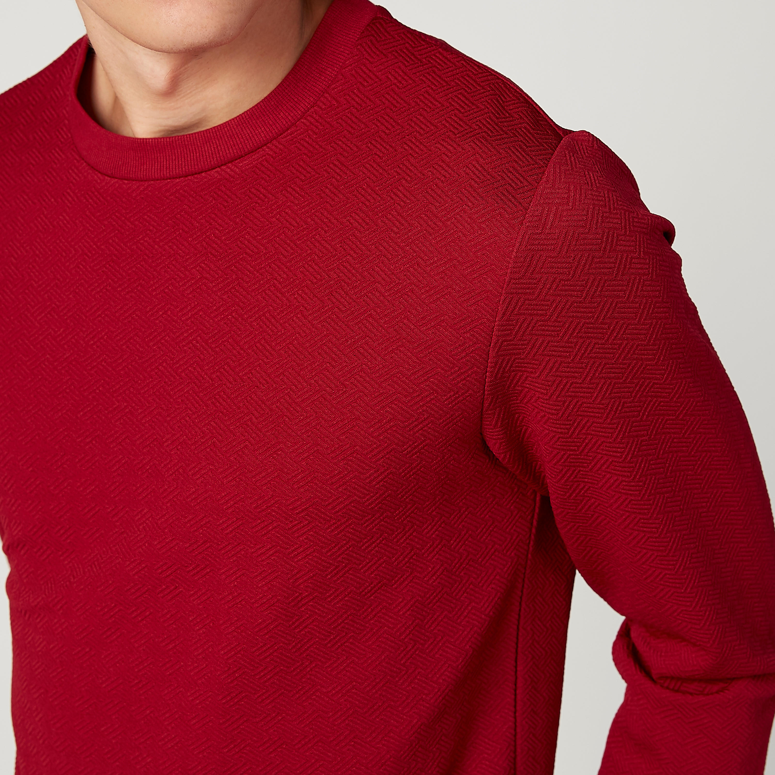 سويت شيرت سليم بارز الملمس بياقة مستديرة وأكمام طويلة من آيكونيك-men-winterwear-hoodiesandsweatshirts-image-3