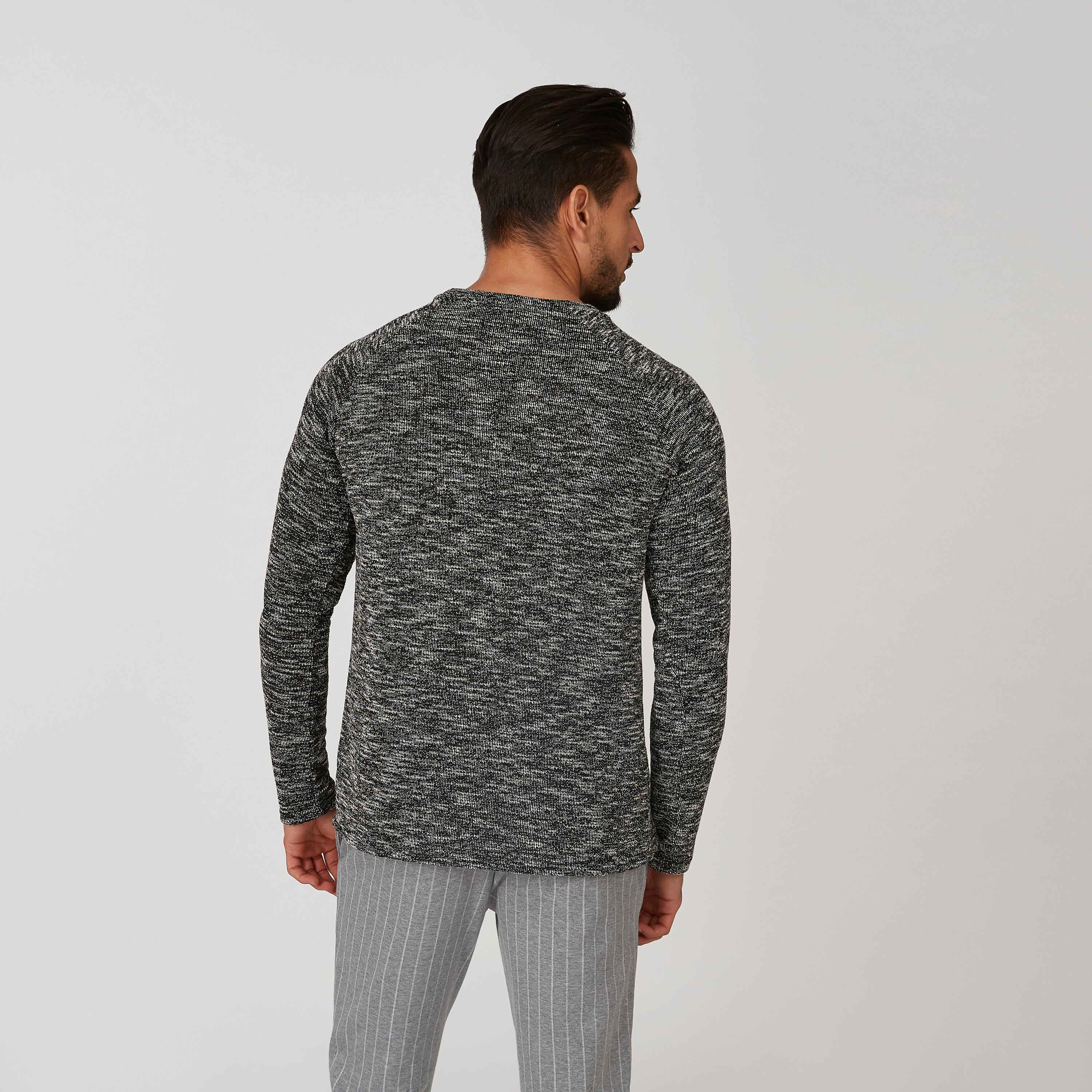 تيشيرت سليم بارز الملمس بياقة مستديرة وأكمام مغايرة من آيكونيك-men-clothing-tshirtsandpolos-tshirts-image-2