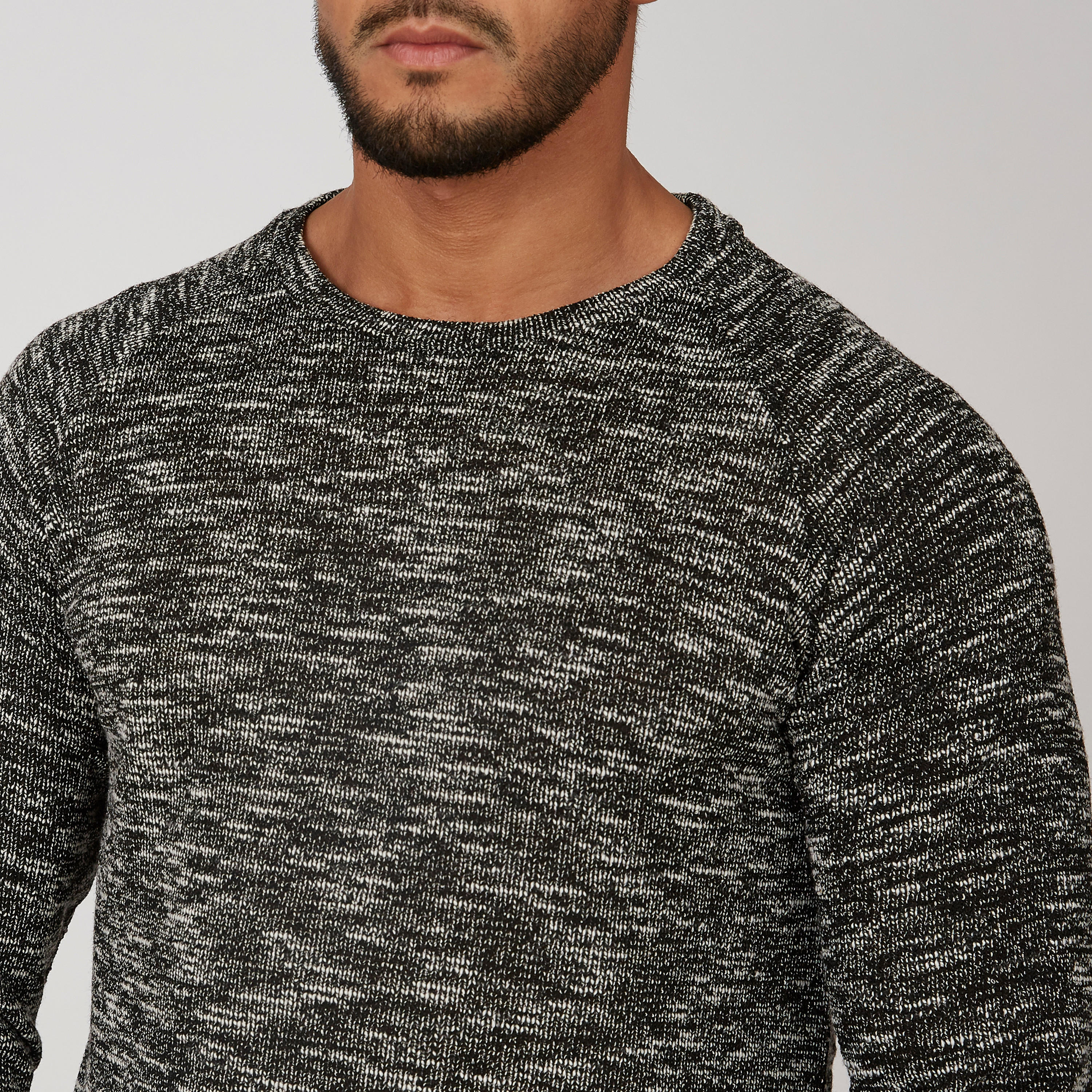 تيشيرت سليم بارز الملمس بياقة مستديرة وأكمام مغايرة من آيكونيك-men-clothing-tshirtsandpolos-tshirts-image-5