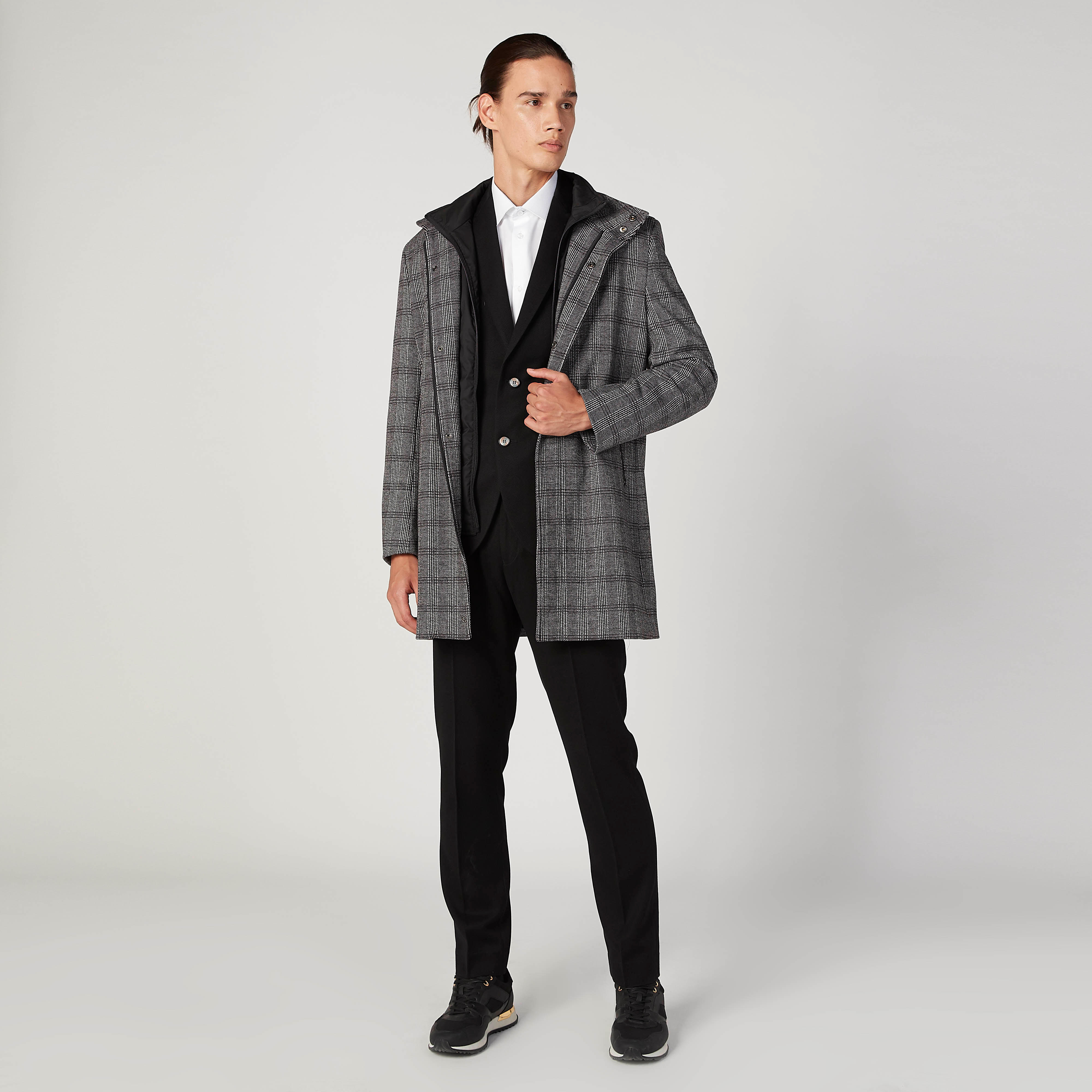 Iconic Slim Fit Chequered Longline Coat with Pockets-men-clothing-jacketsandblazers-coats-image-2