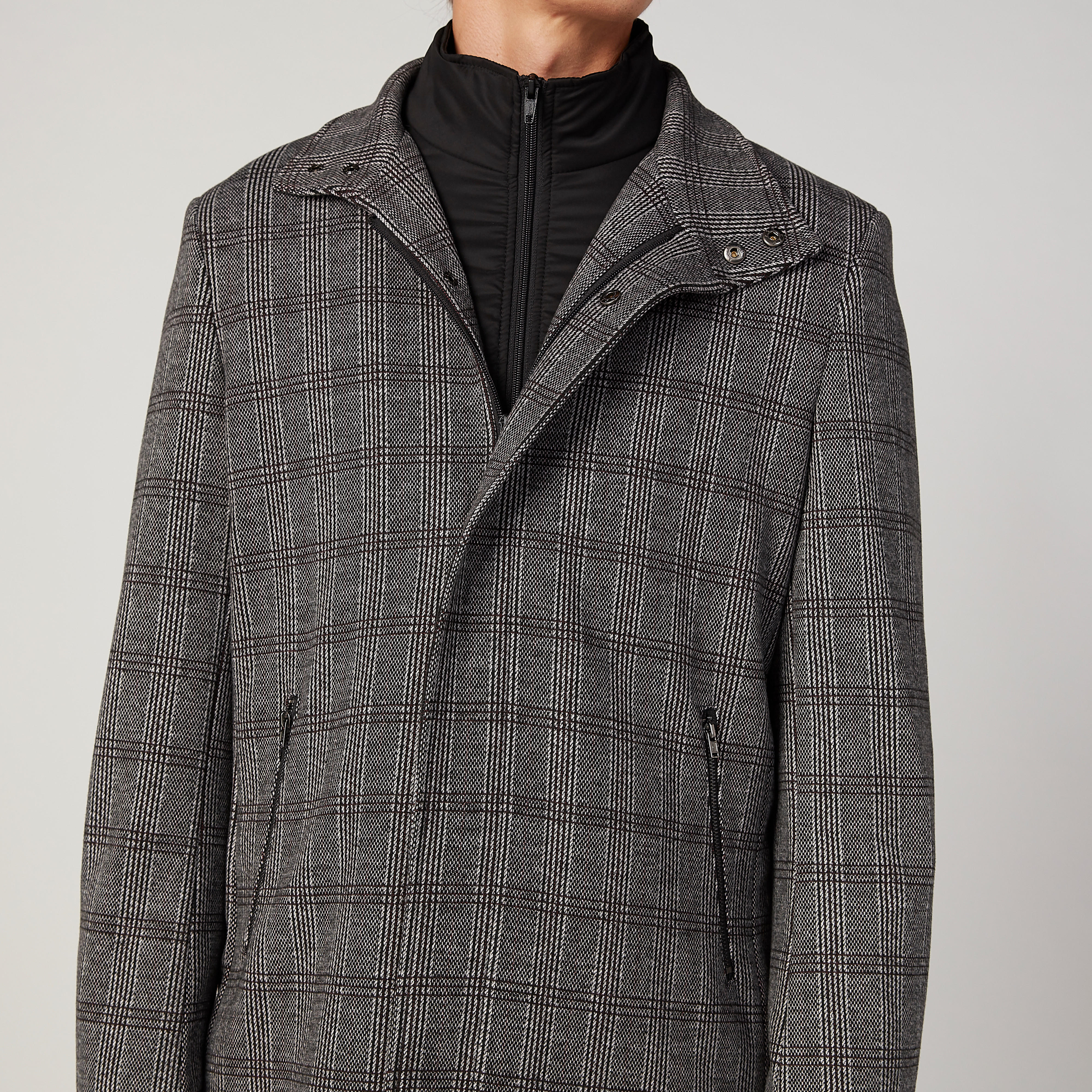 Iconic Slim Fit Chequered Longline Coat with Pockets-men-clothing-jacketsandblazers-coats-image-3