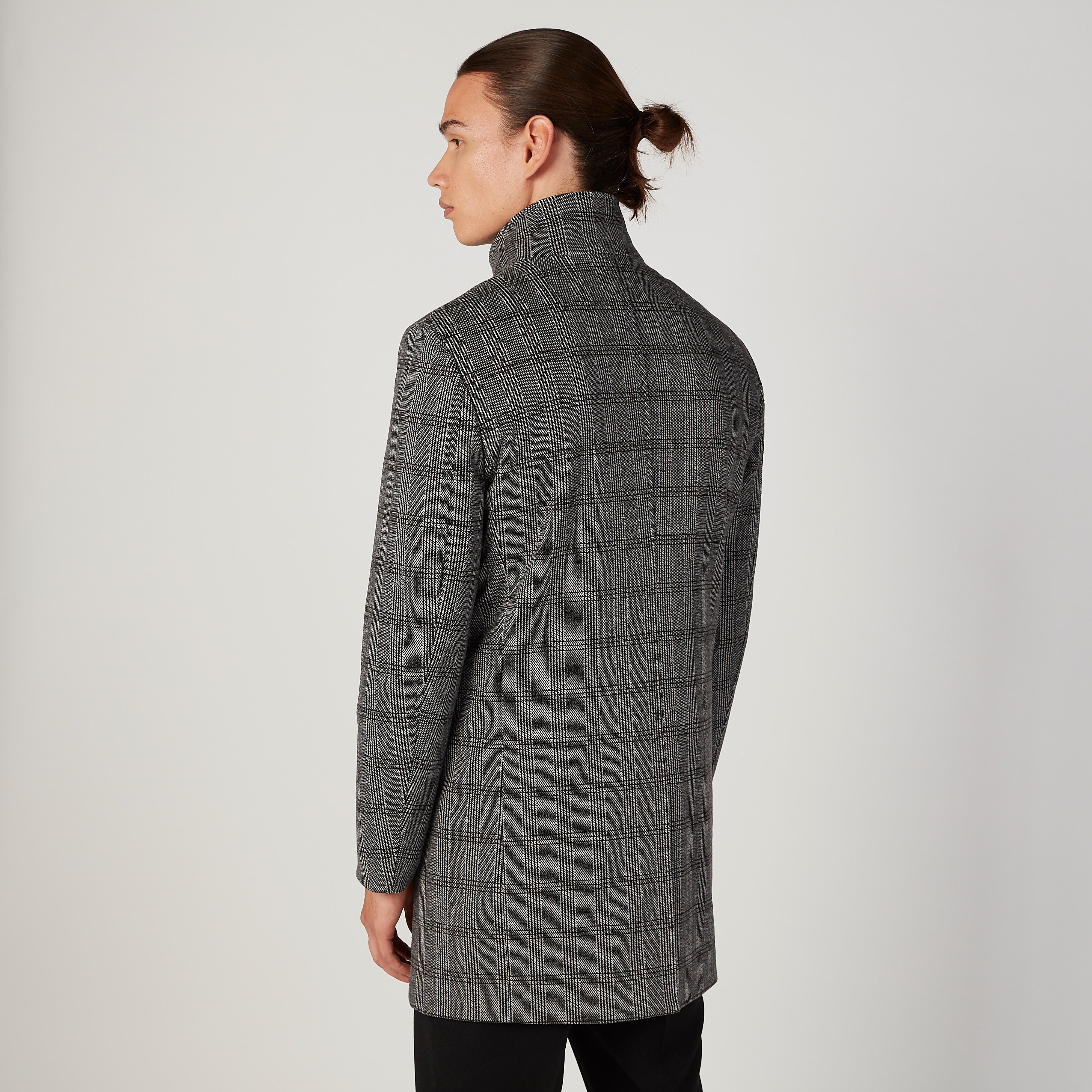 Iconic Slim Fit Chequered Longline Coat with Pockets-men-clothing-jacketsandblazers-coats-image-4