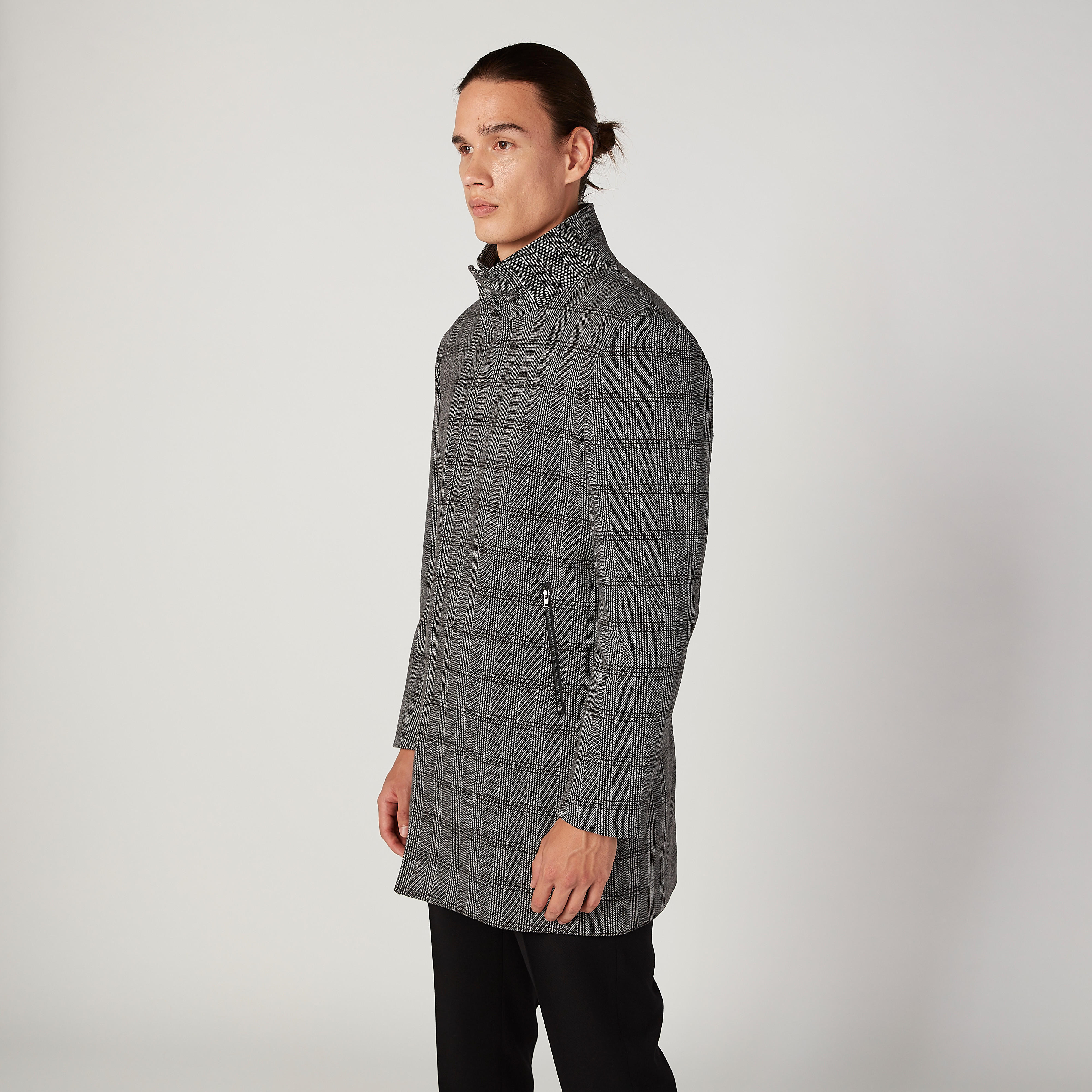 Iconic Slim Fit Chequered Longline Coat with Pockets-men-clothing-jacketsandblazers-coats-image-5