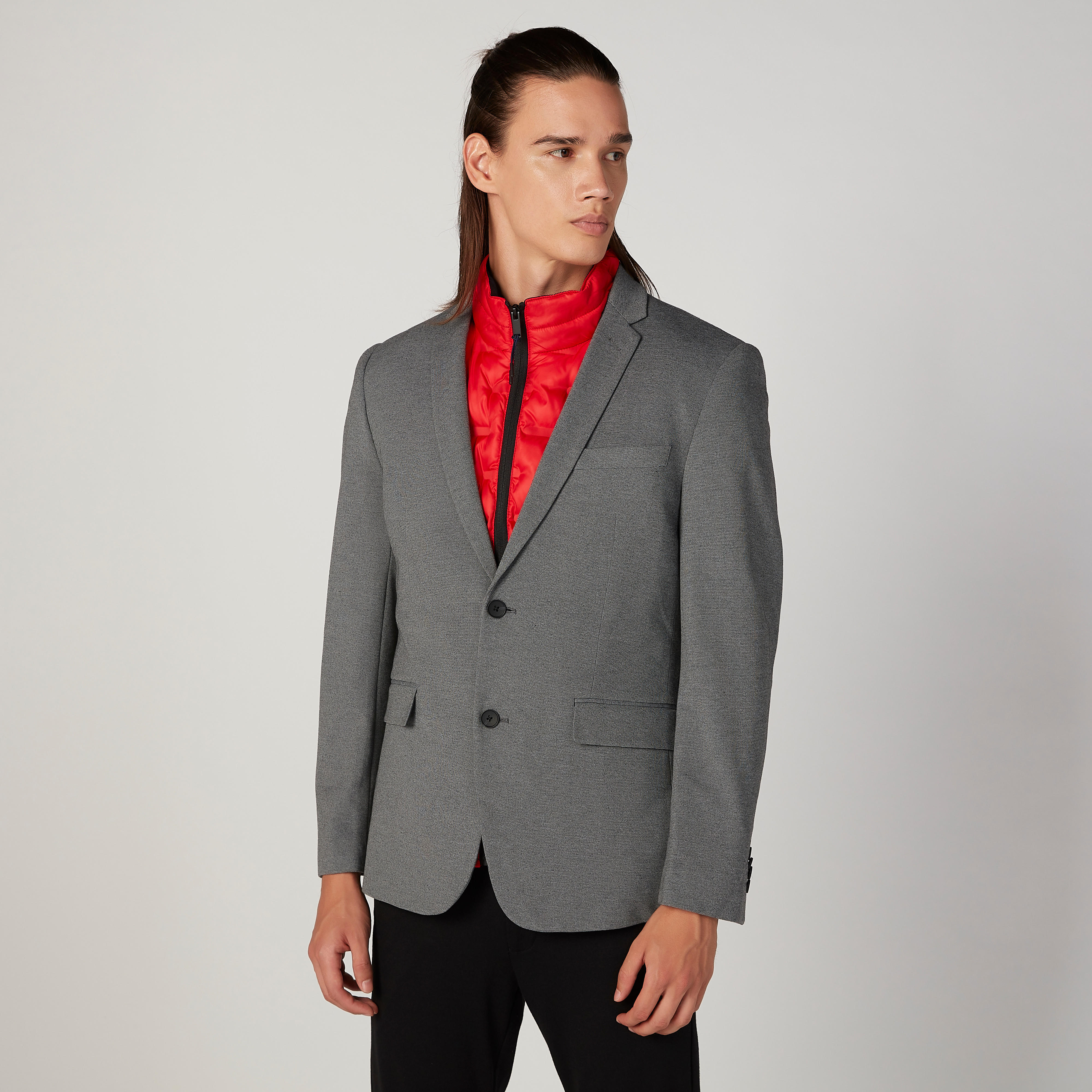 بليزر سليم سادة بياقة مطوية وأكمام طويلة من آيكونيك-men-winterwear-jacketsandblazers-image-4