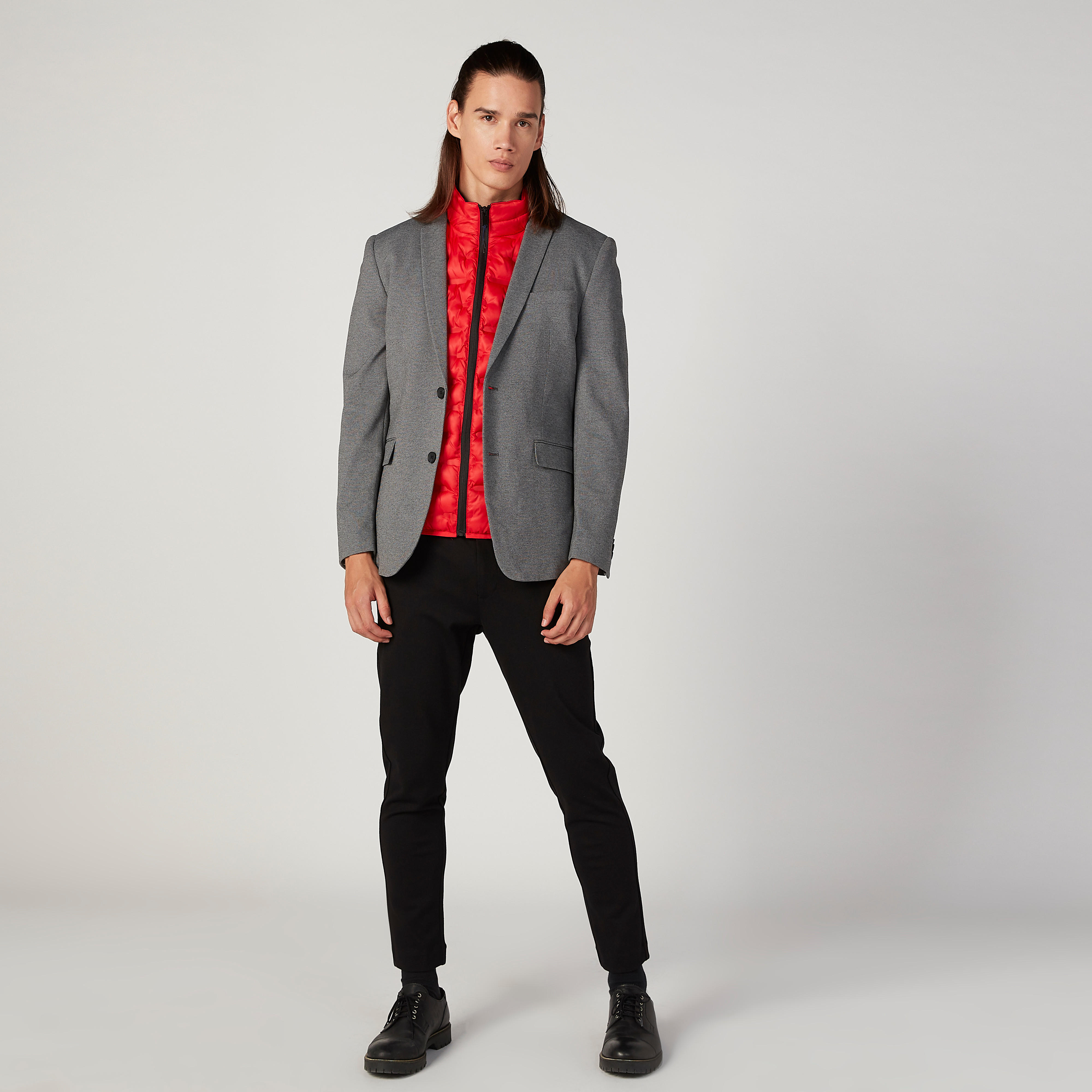 بليزر سليم سادة بياقة مطوية وأكمام طويلة من آيكونيك-men-winterwear-jacketsandblazers-image-3