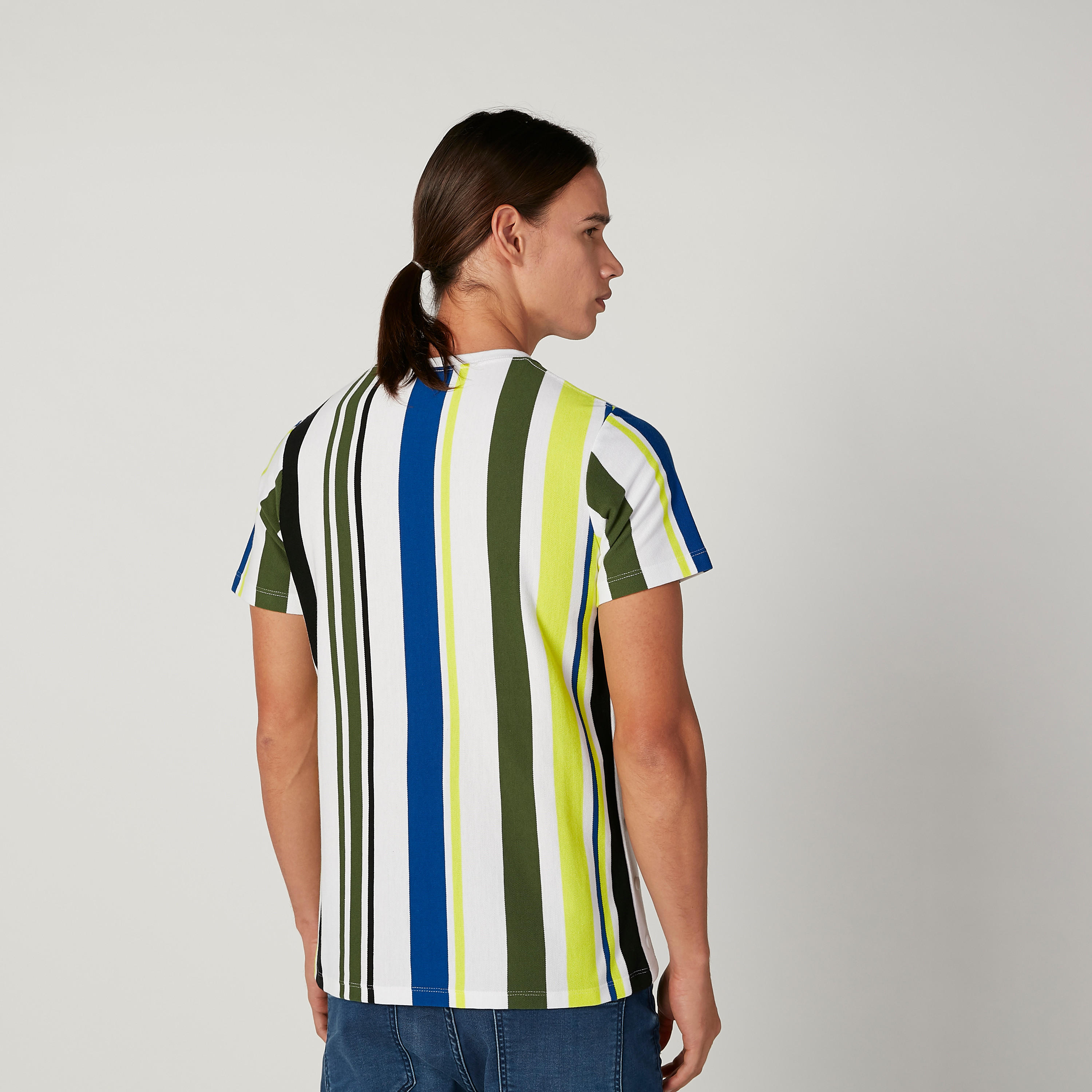 تيشيرت سليم مخطط بياقة ضيّقة وأكمام قصيرة من آيكونيك-men-clothing-tshirtsandpolos-tshirts-image-4